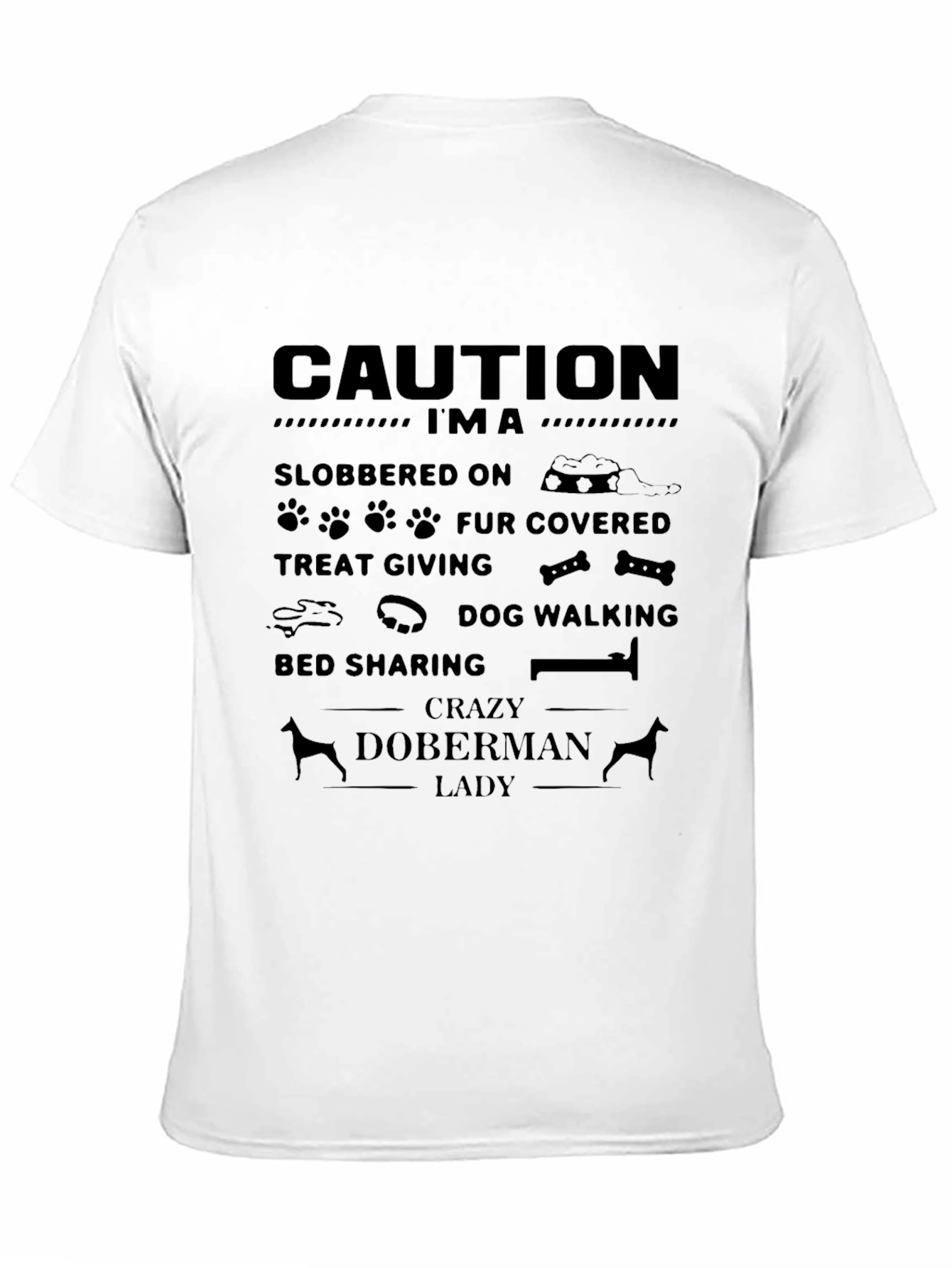 Crazy Doberman Lady Graphic T-Shirt - Black
