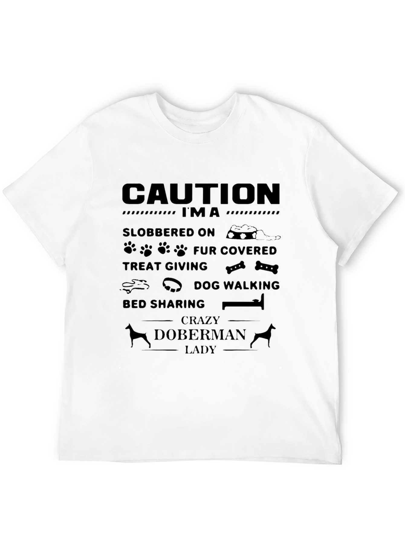 Crazy Doberman Lady Graphic T-Shirt - Black