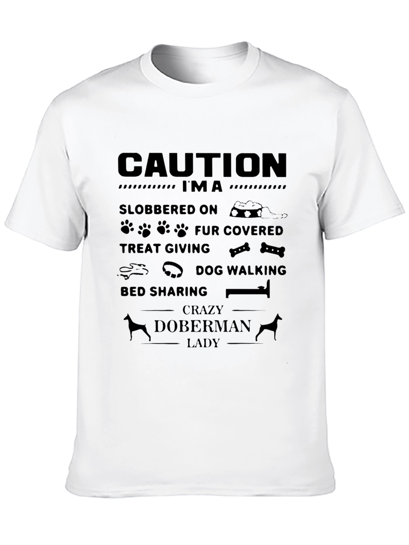 Crazy Doberman Lady Graphic T-Shirt - Black