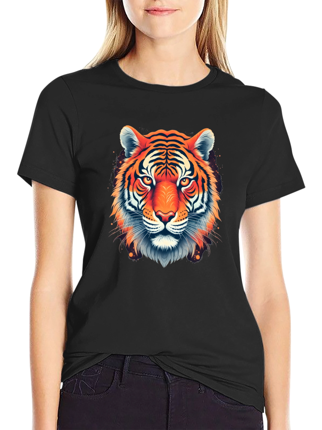 Bold Tiger Graphic Black T-Shirt