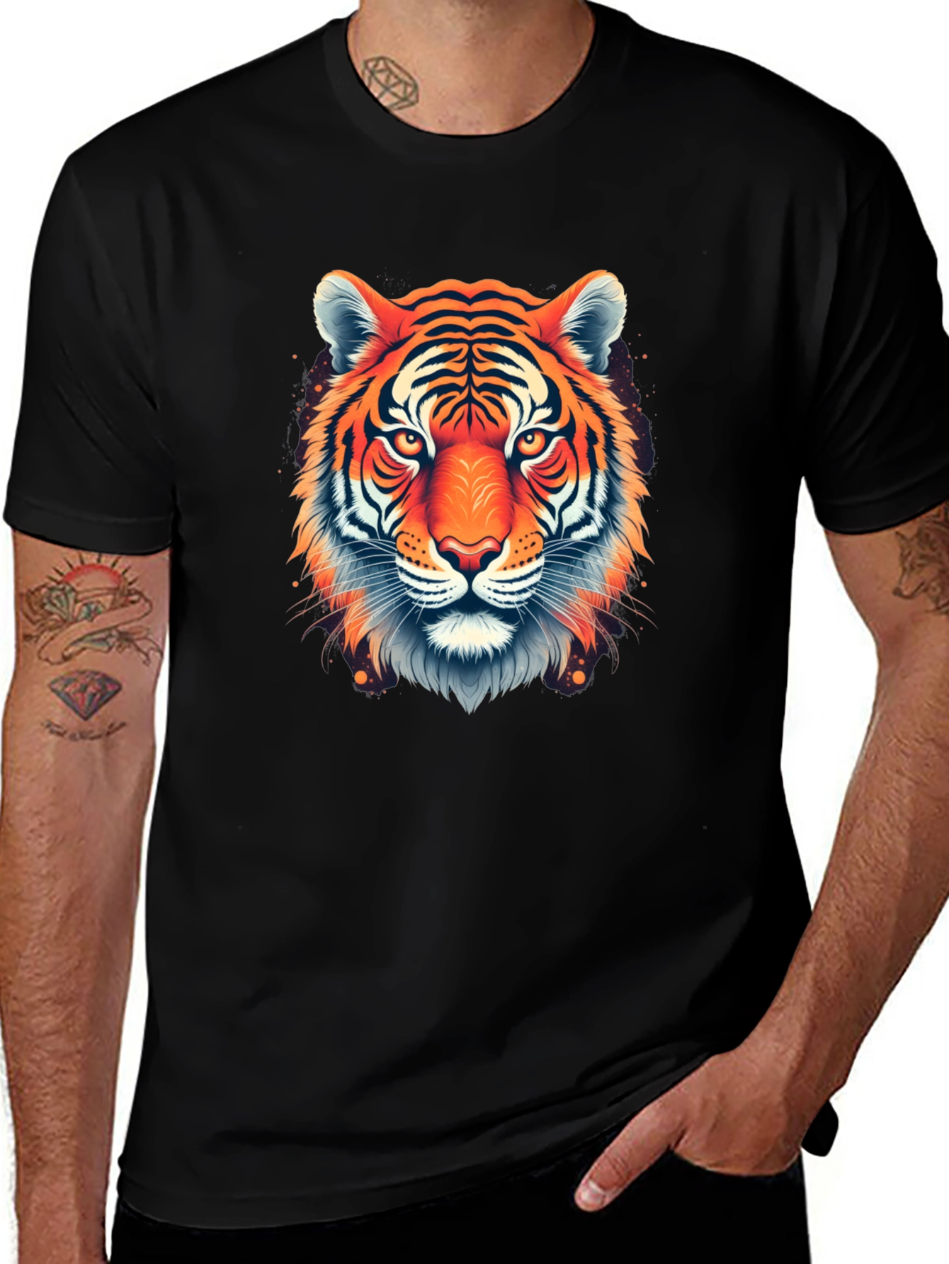 Bold Tiger Graphic Black T-Shirt