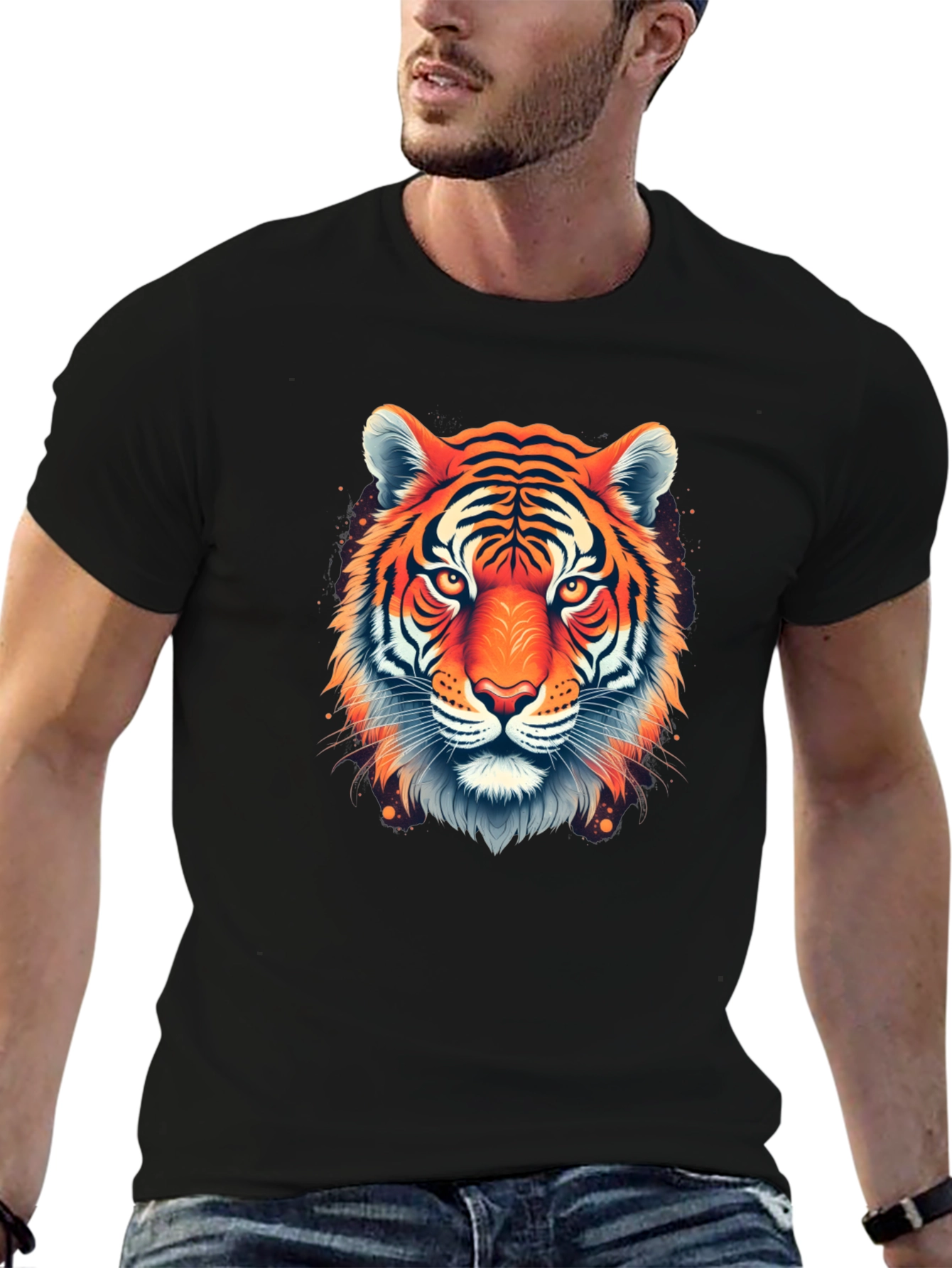 Bold Tiger Graphic Black T-Shirt