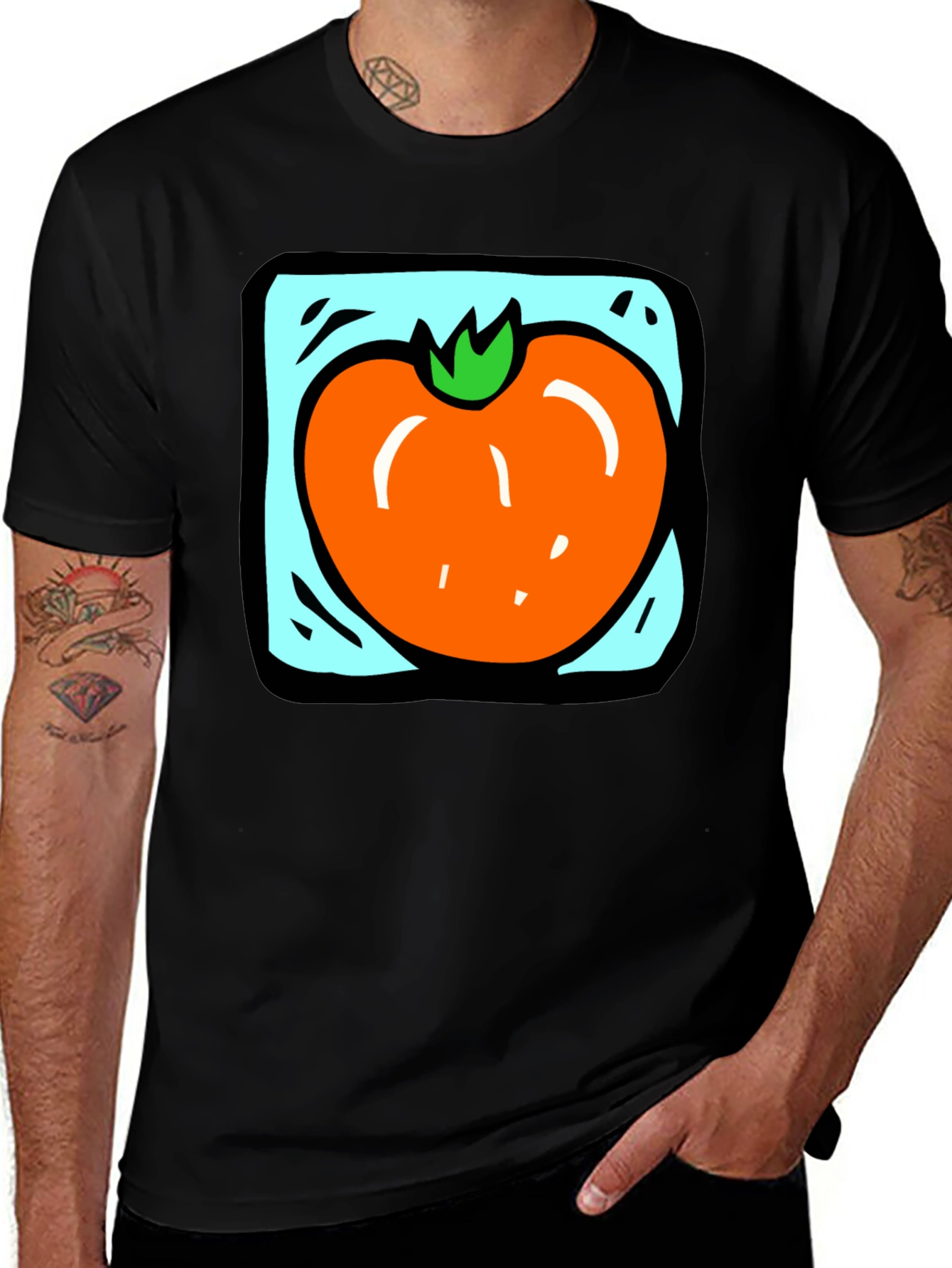 Tomato Graphic Tee - Black Cotton T-Shirt