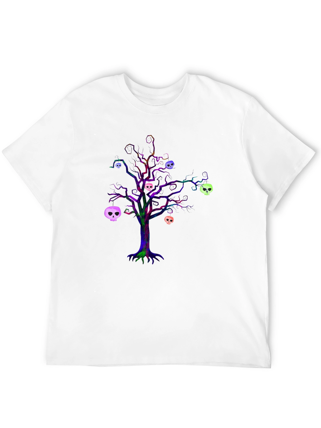 Skull Tree Graphic Tee - Black Cotton T-Shirt
