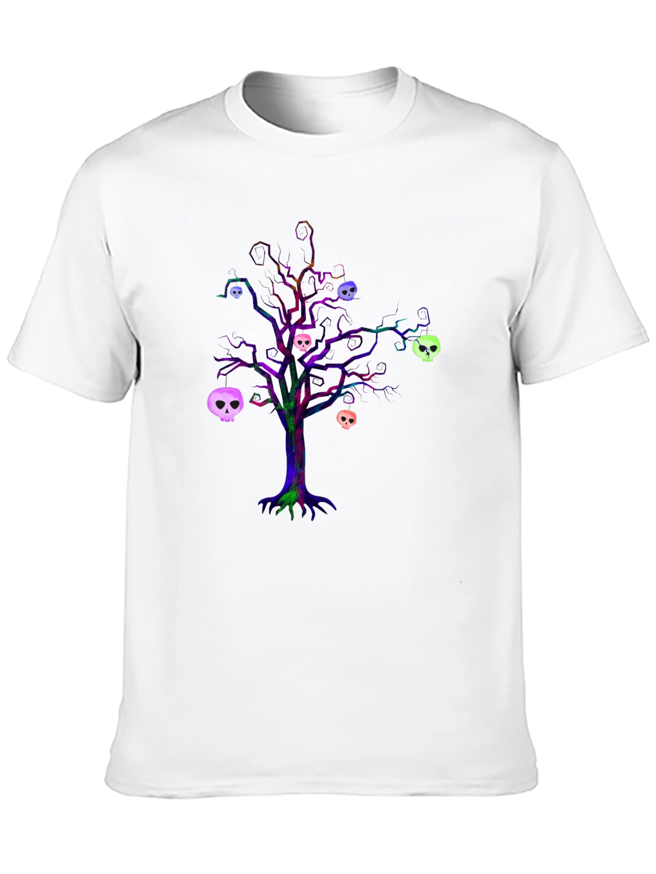 Skull Tree Graphic Tee - Black Cotton T-Shirt