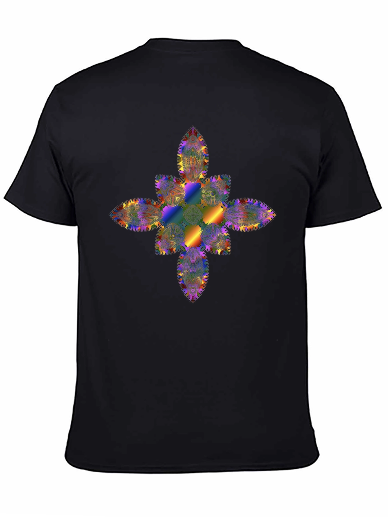 Rainbow Mandala Graphic Black T-Shirt
