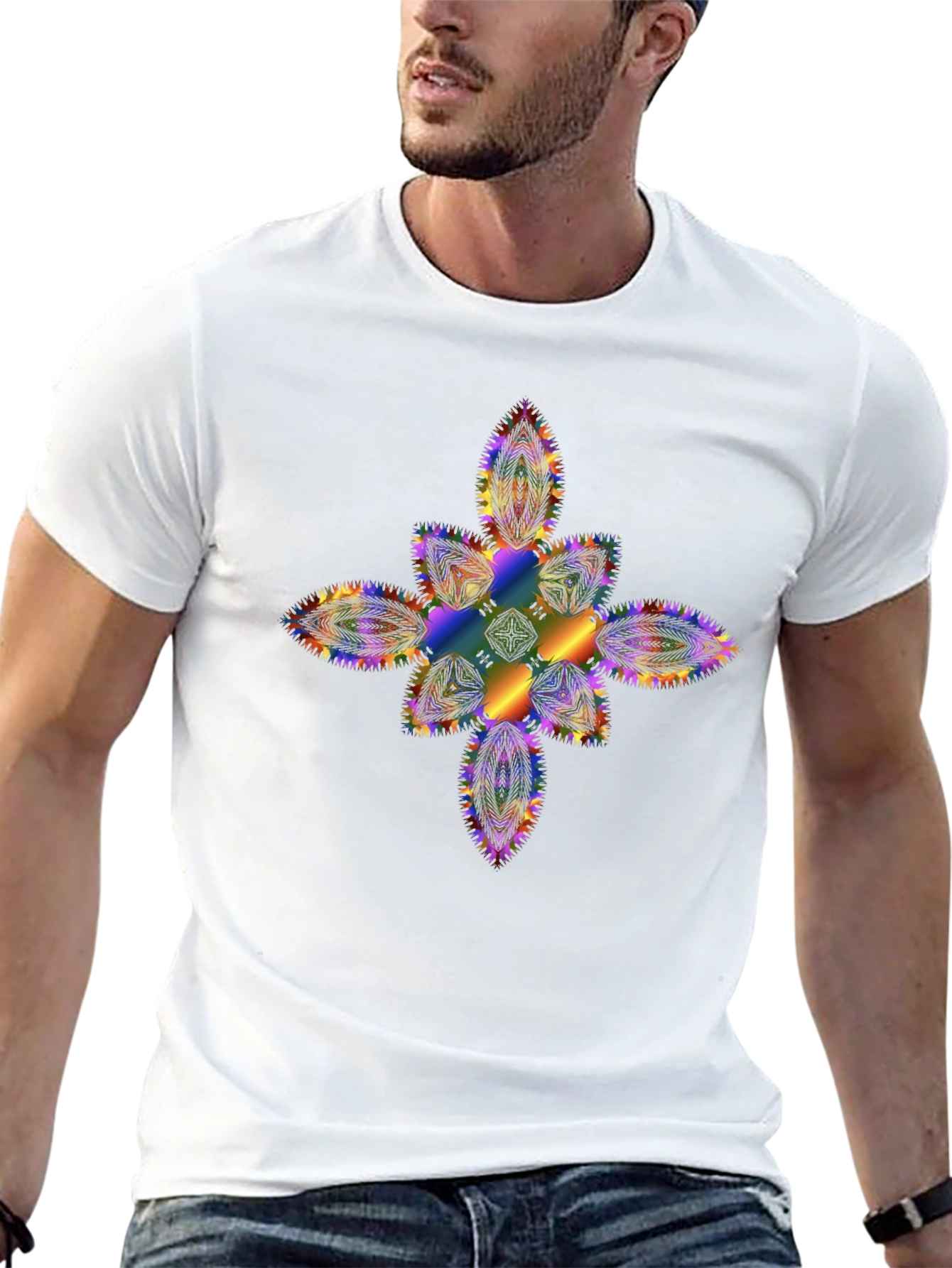 Rainbow Mandala Graphic Black T-Shirt