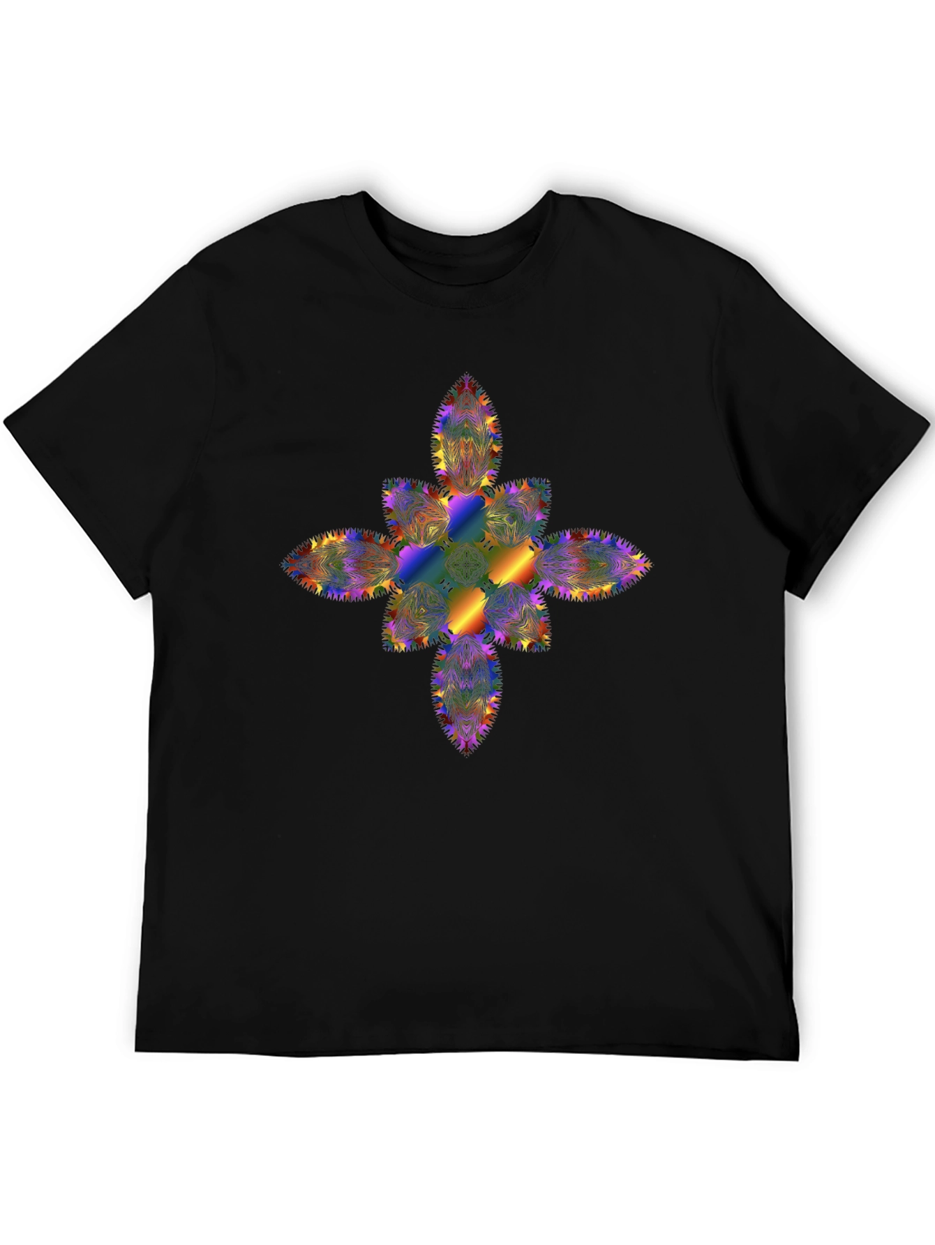 Rainbow Mandala Graphic Black T-Shirt