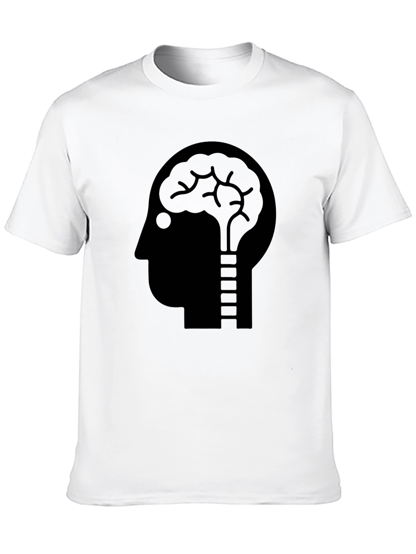 Brain Lightbulb Graphic Tee - Black Cotton T-Shirt