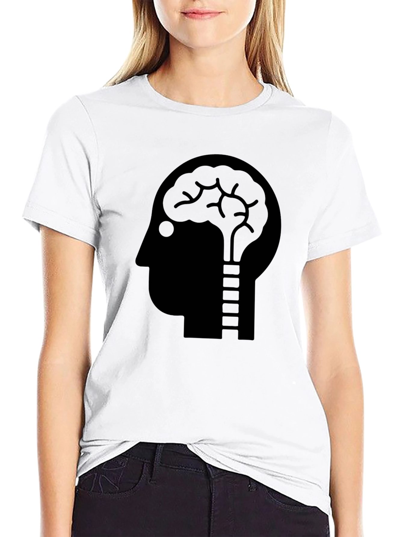 Brain Lightbulb Graphic Tee - Black Cotton T-Shirt