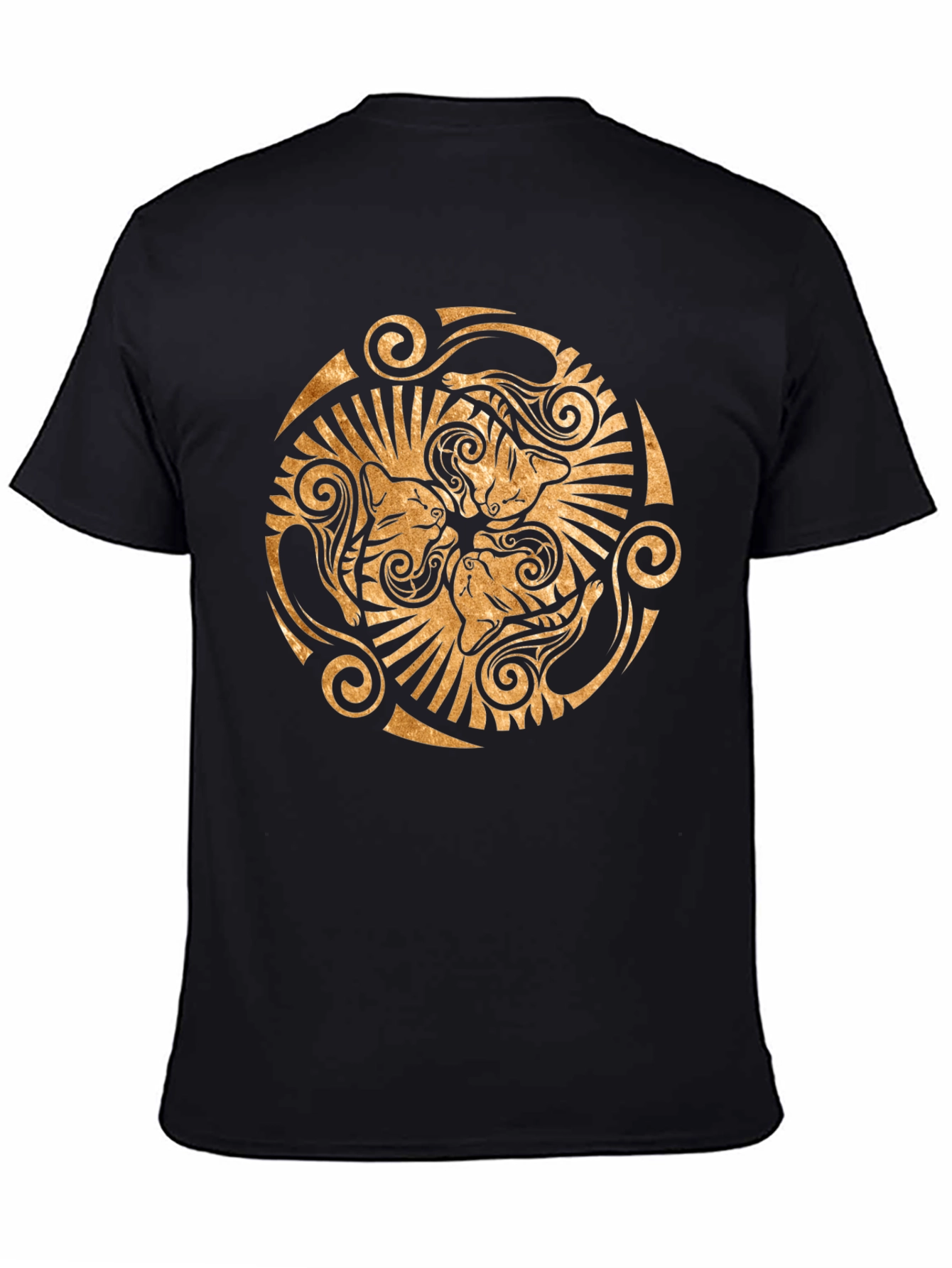 Abstract Cat Circle Graphic Print T-Shirt