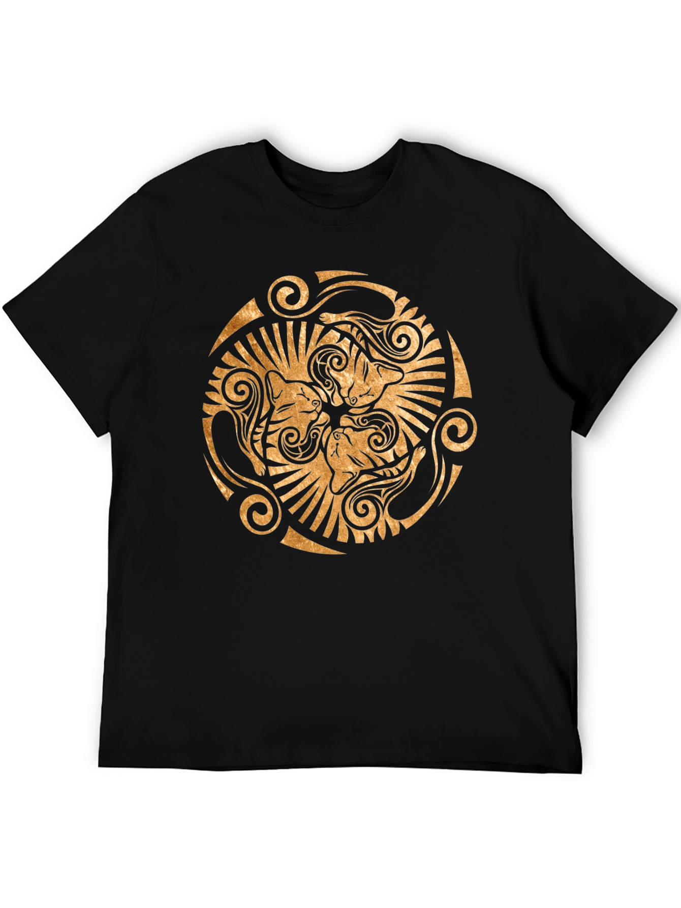 Abstract Cat Circle Graphic Print T-Shirt
