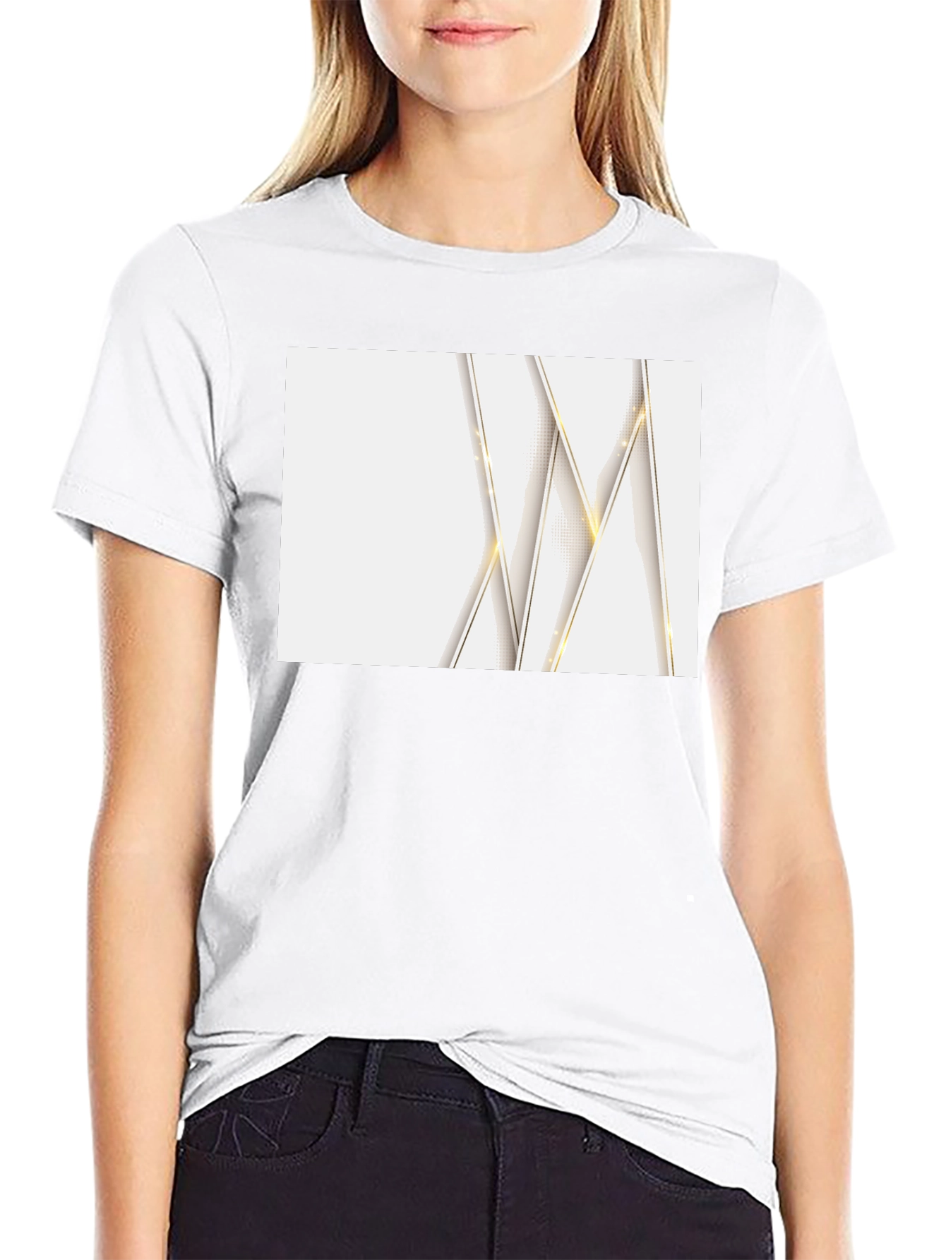 Sleek Black Tee with Geometric Design