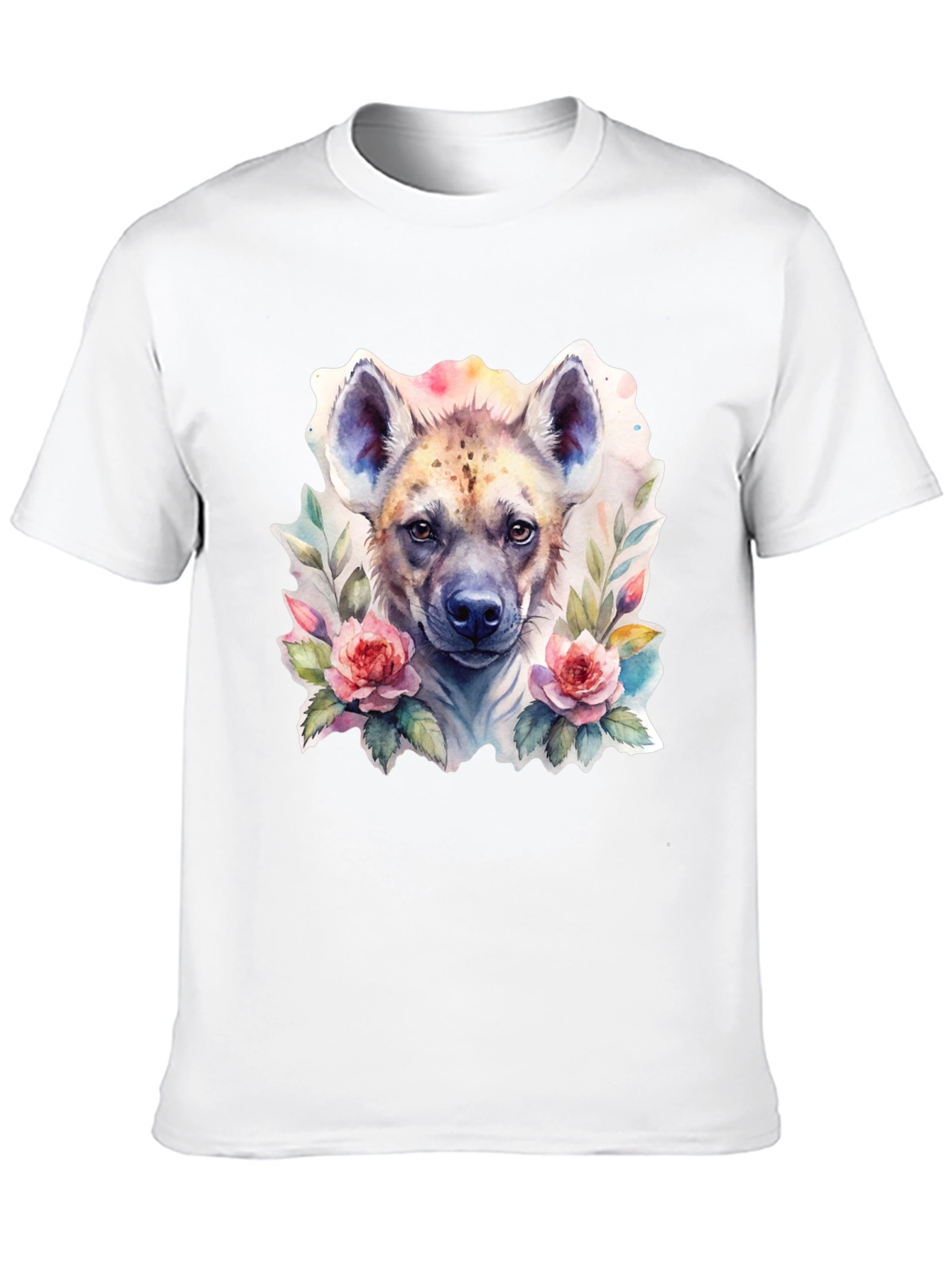 Hyena Floral Graphic Tee - Trendy Animal Design