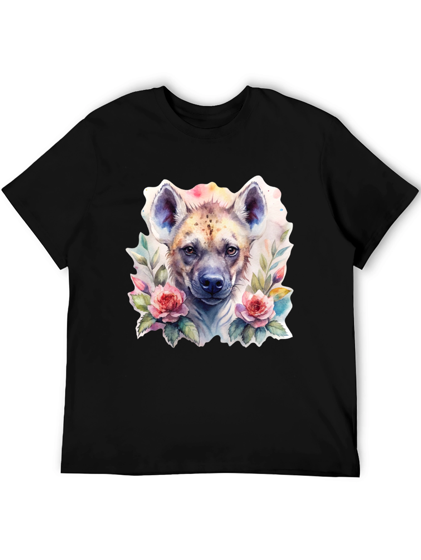 Hyena Floral Graphic Tee - Trendy Animal Design