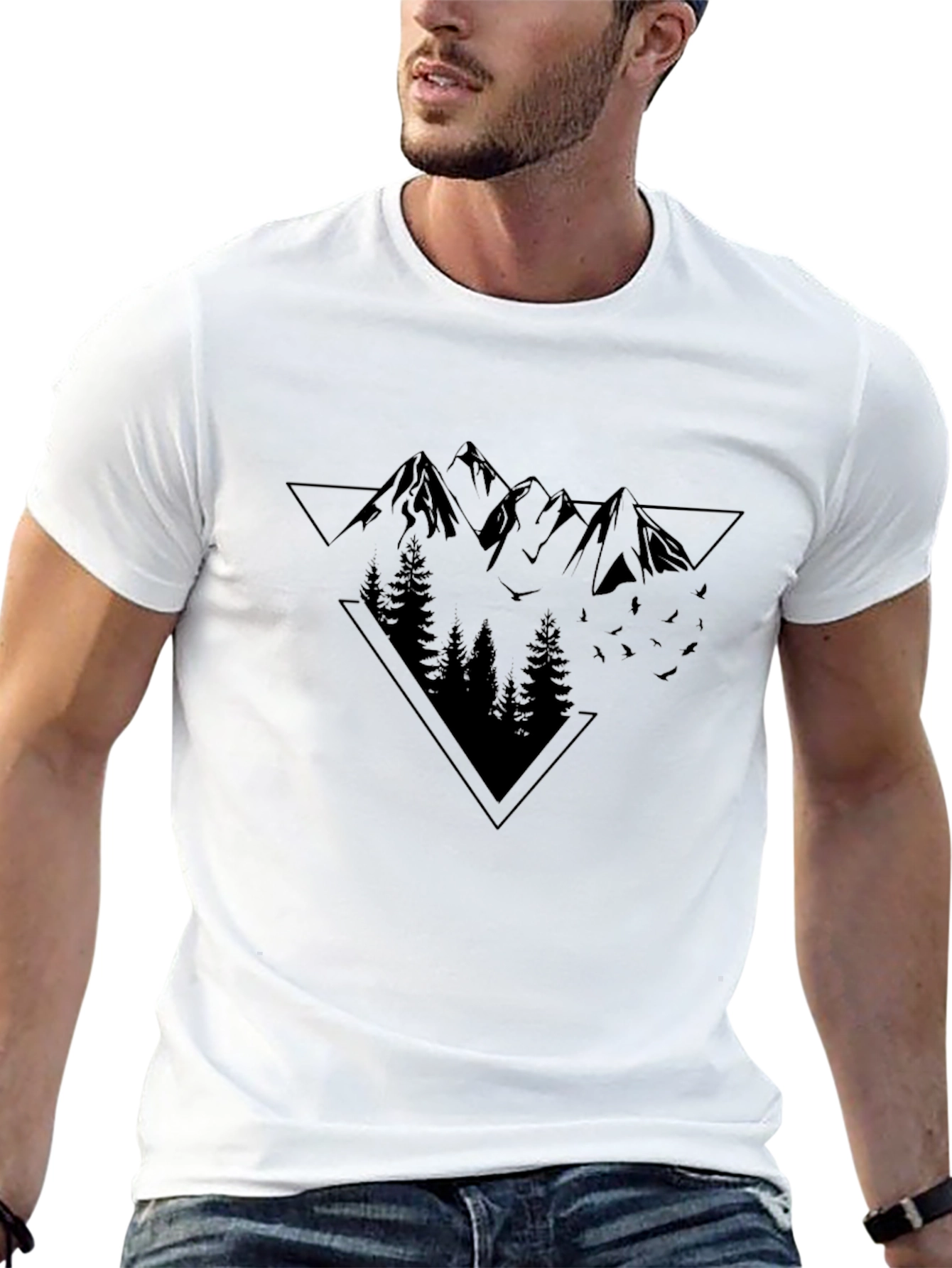 Mens Black Mountain Graphic T-Shirt