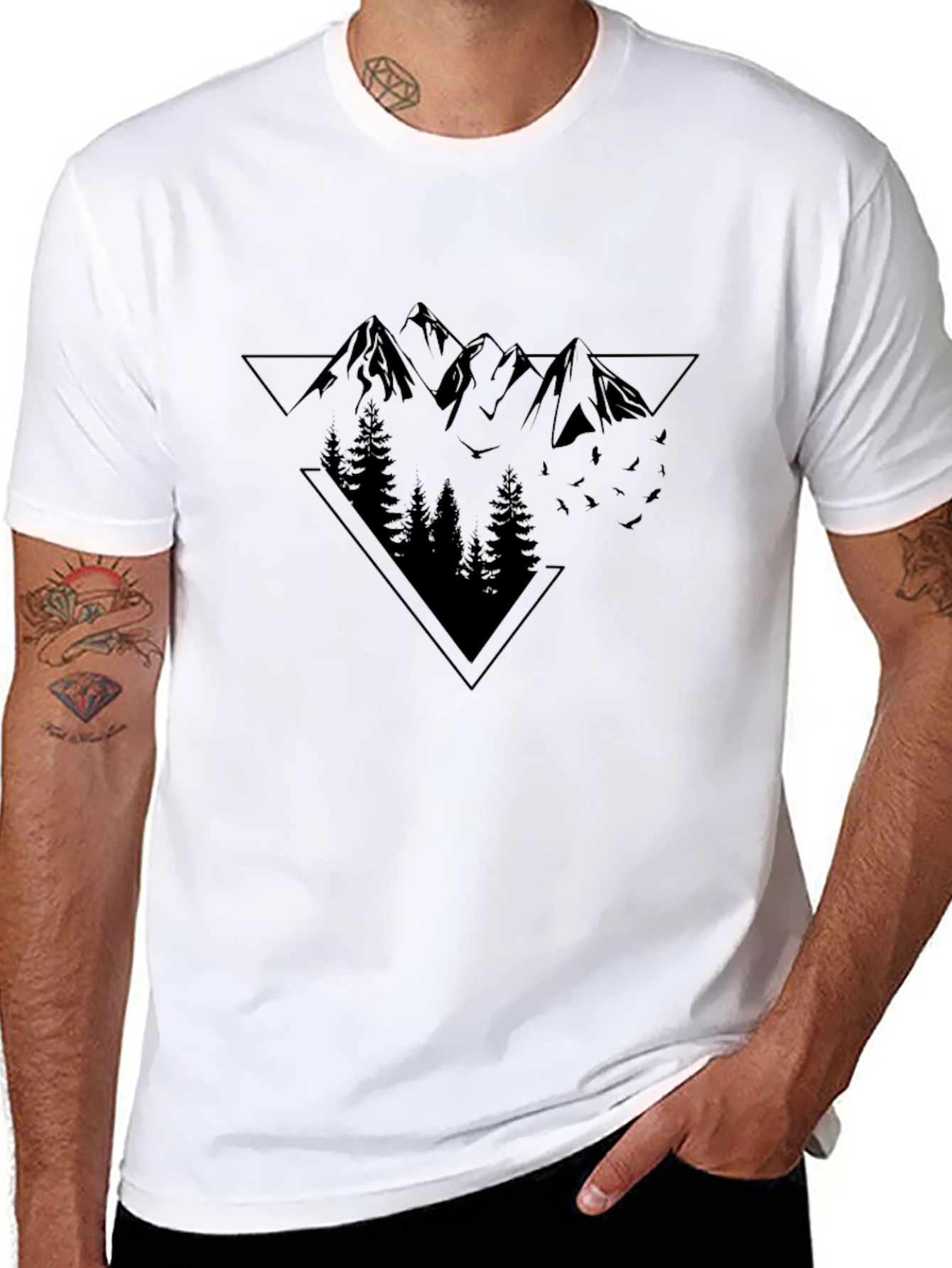 Mens Black Mountain Graphic T-Shirt