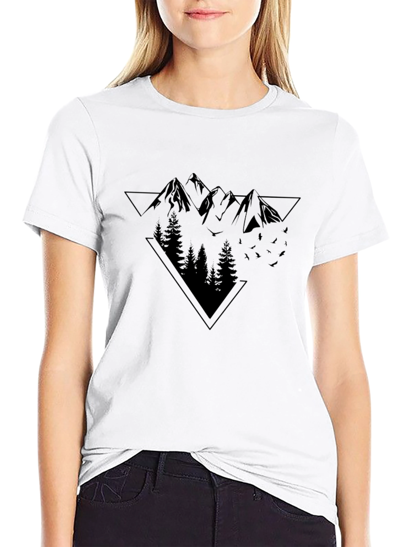 Mens Black Mountain Graphic T-Shirt