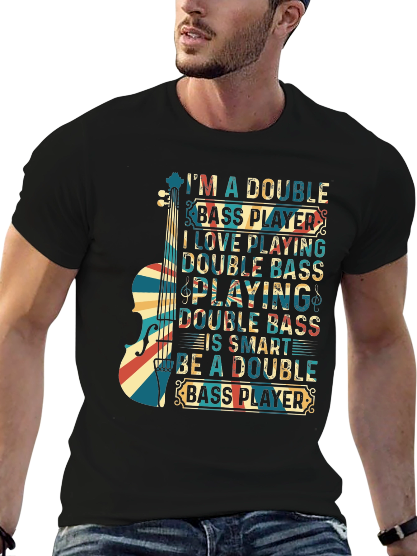 Double Bass Player Graphic T-Shirt - Musician Apparel