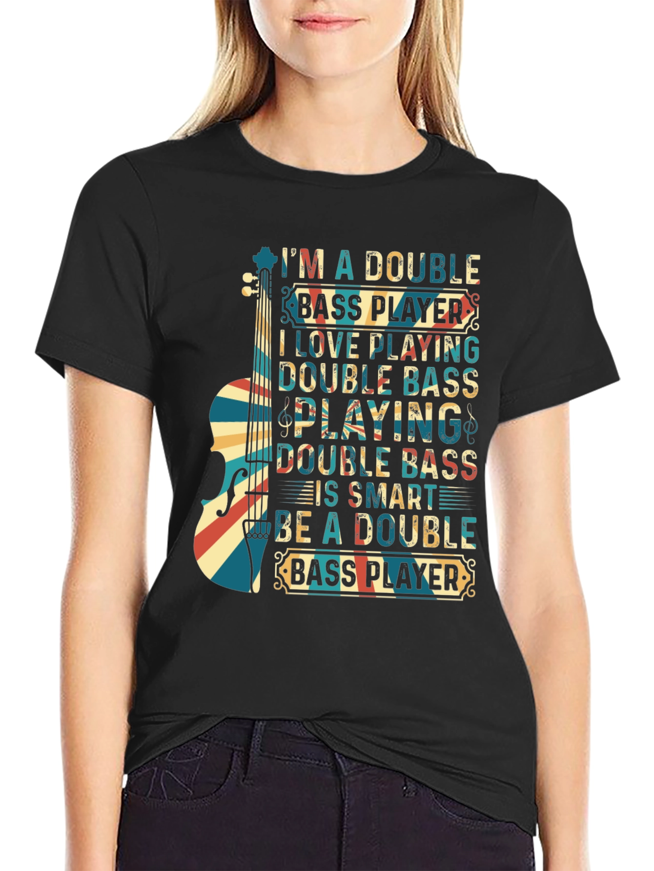 Double Bass Player Graphic T-Shirt - Musician Apparel