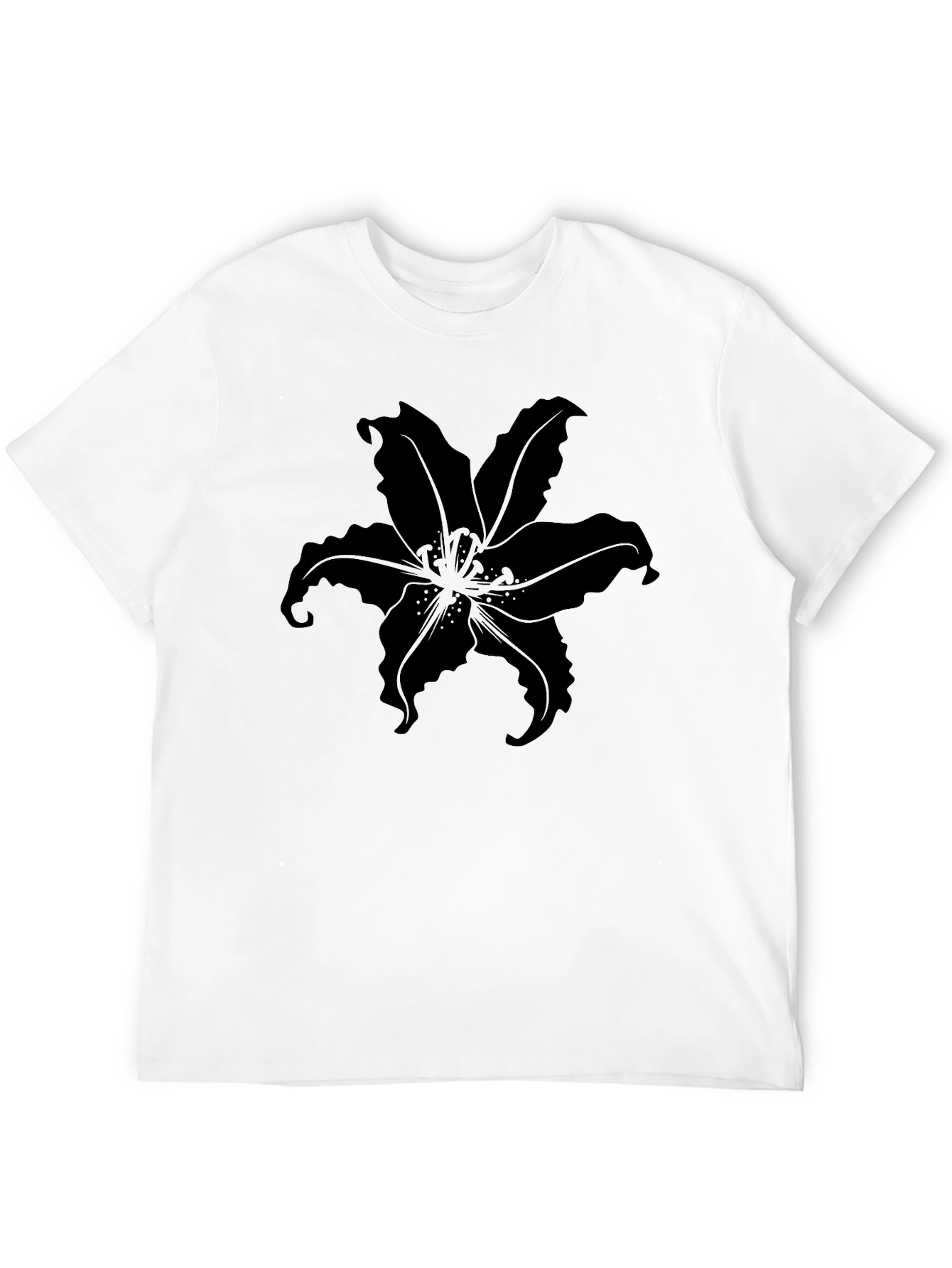 Mens Black T-Shirt with Floral Design