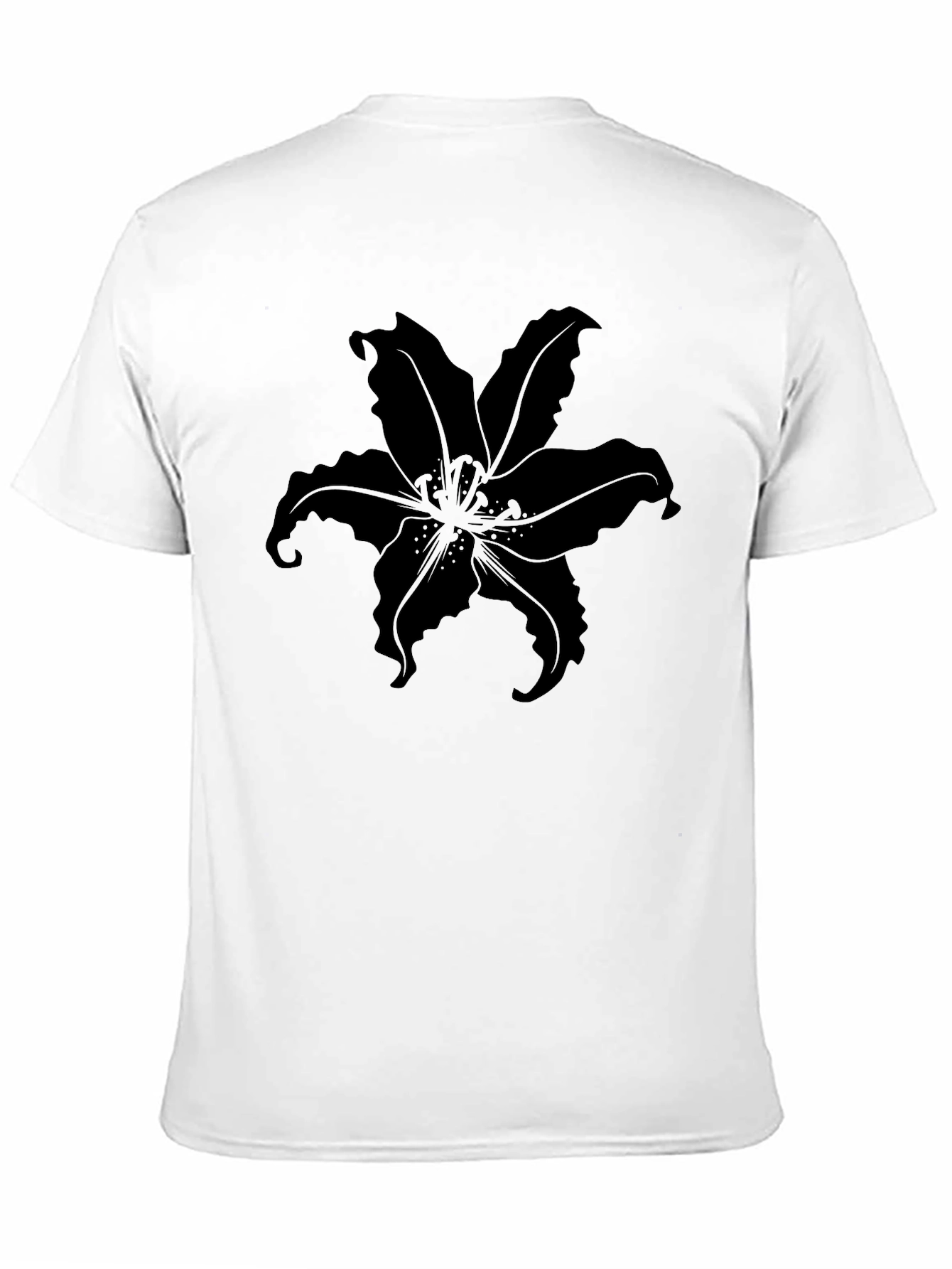 Mens Black T-Shirt with Floral Design