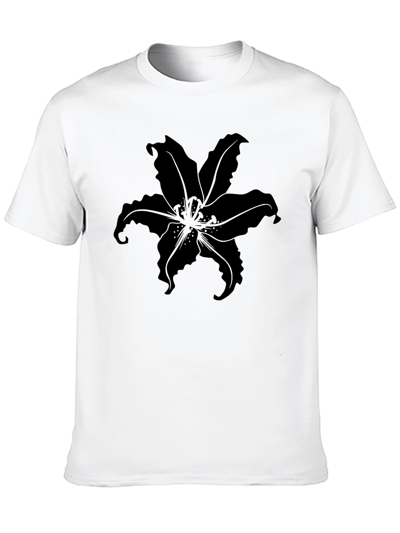 Mens Black T-Shirt with Floral Design