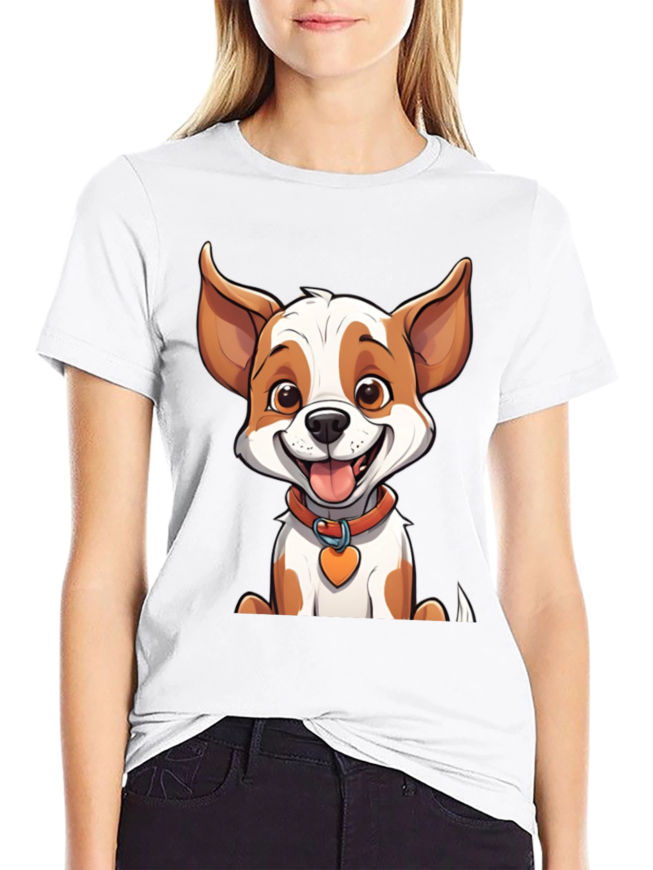 Cute Cartoon Dog Graphic T-Shirt