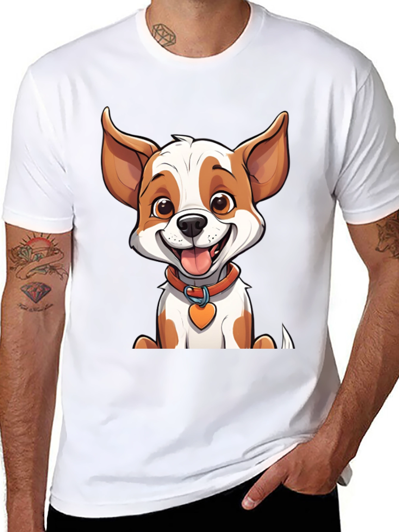 Cute Cartoon Dog Graphic T-Shirt