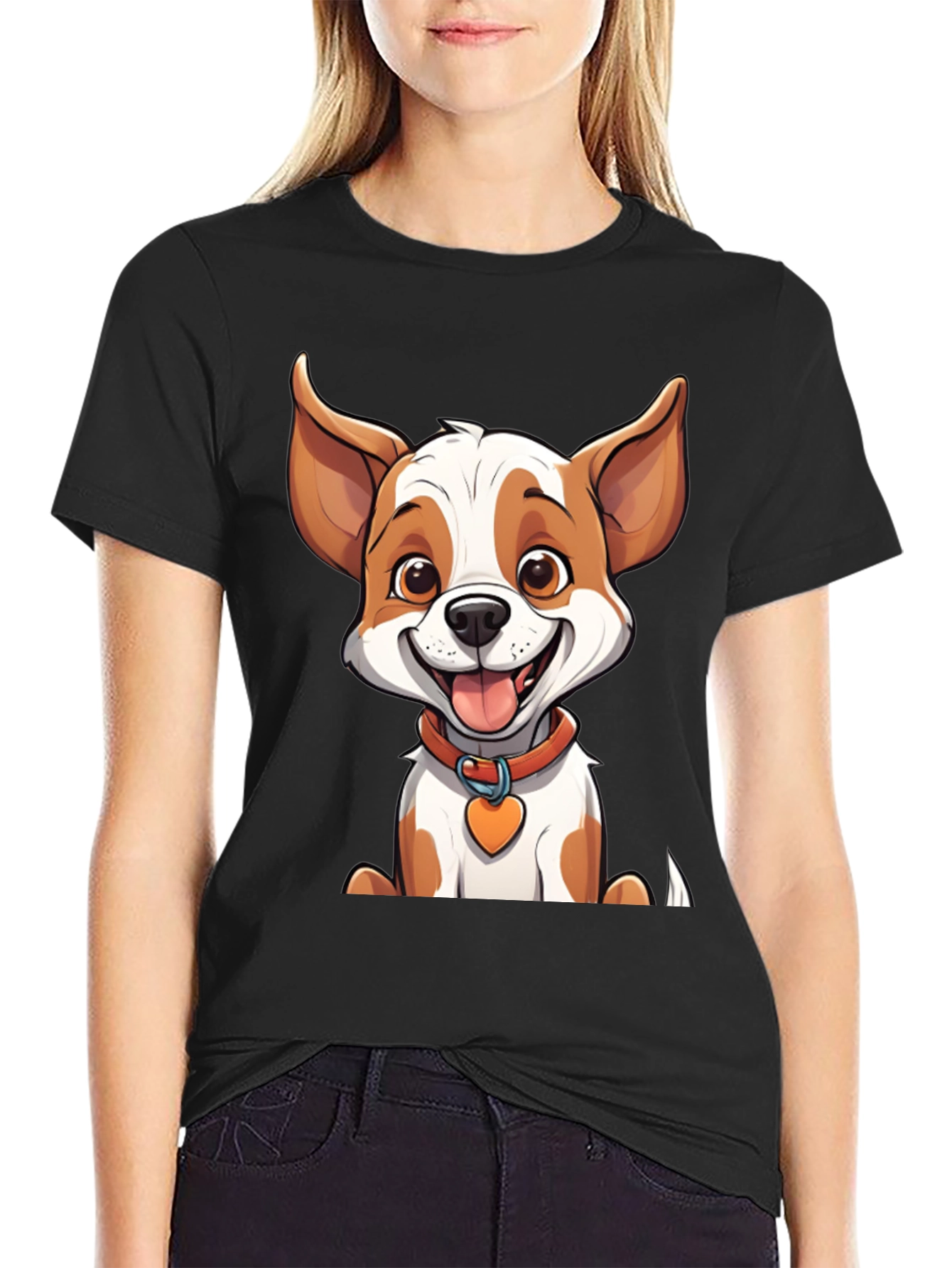 Cute Cartoon Dog Graphic T-Shirt