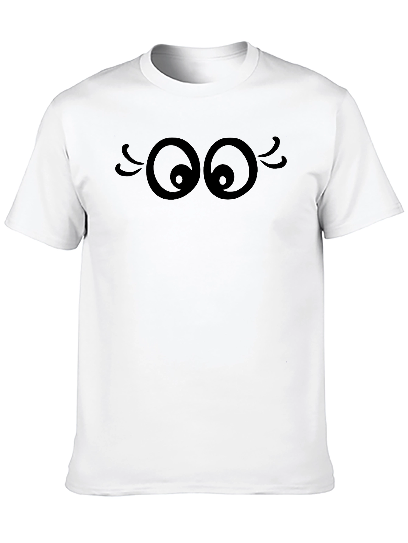 Funny Cartoon Eyes Graphic Black T-Shirt