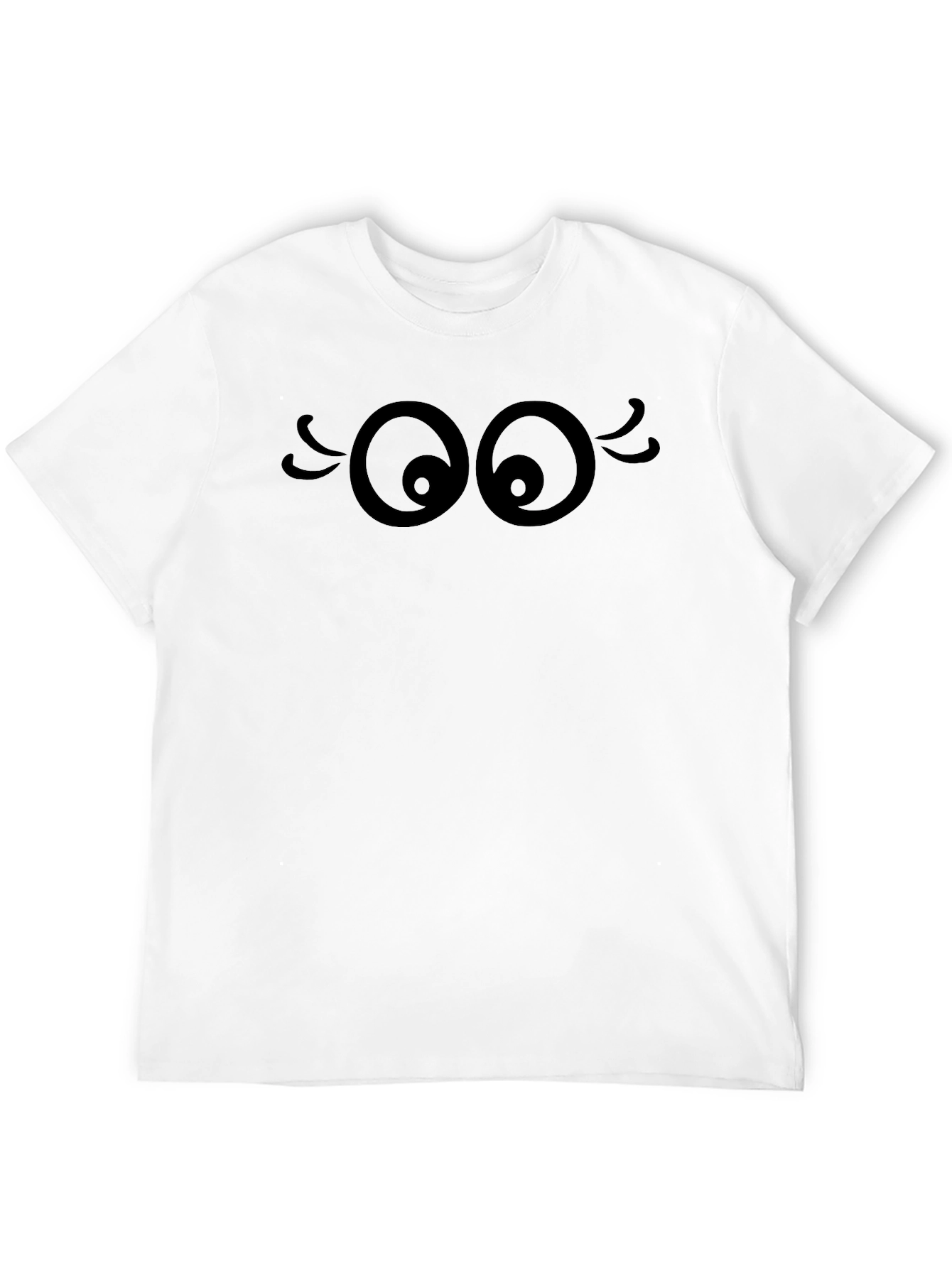 Funny Cartoon Eyes Graphic Black T-Shirt