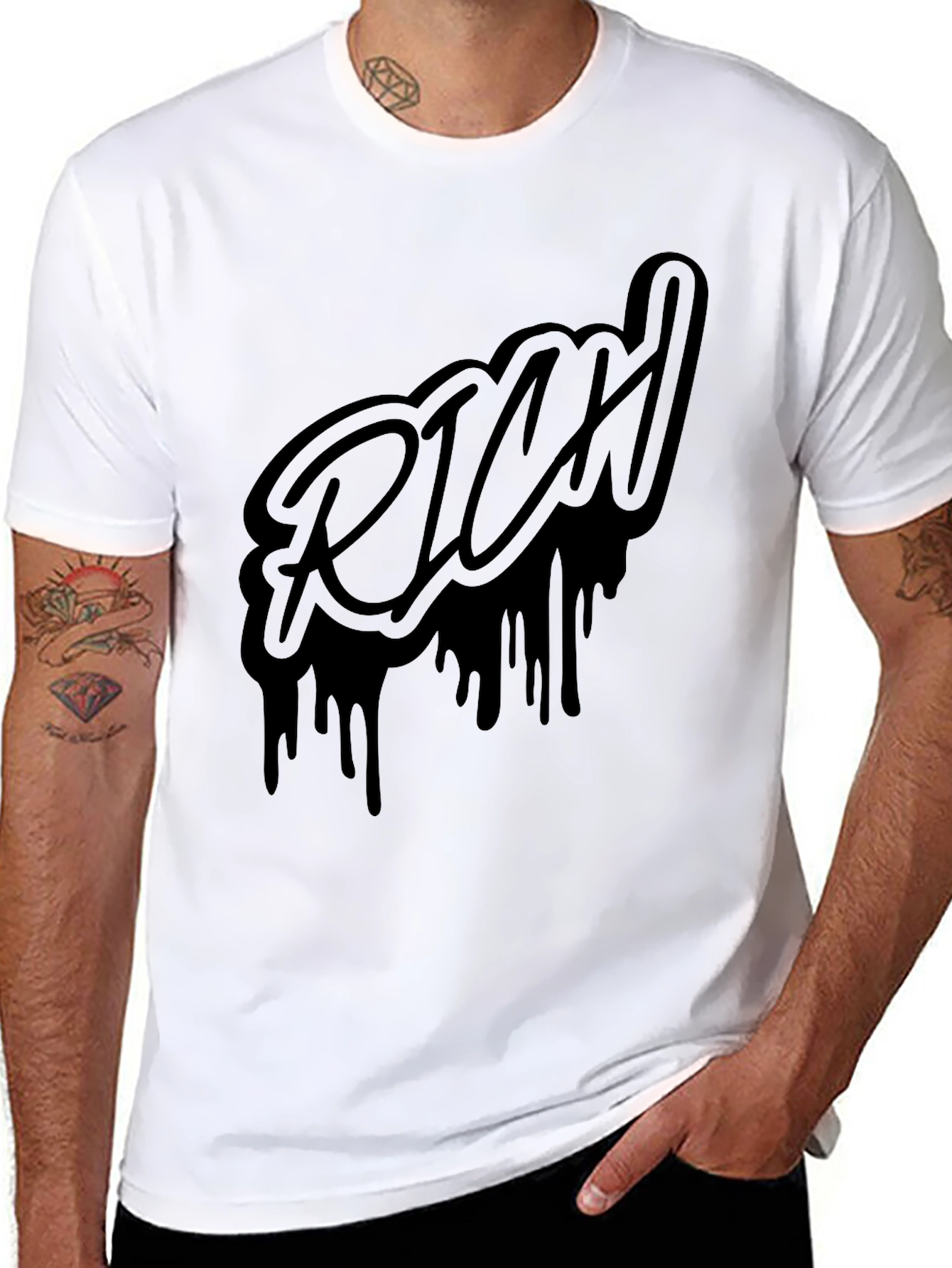 Rich Graphic Print Black T-Shirt