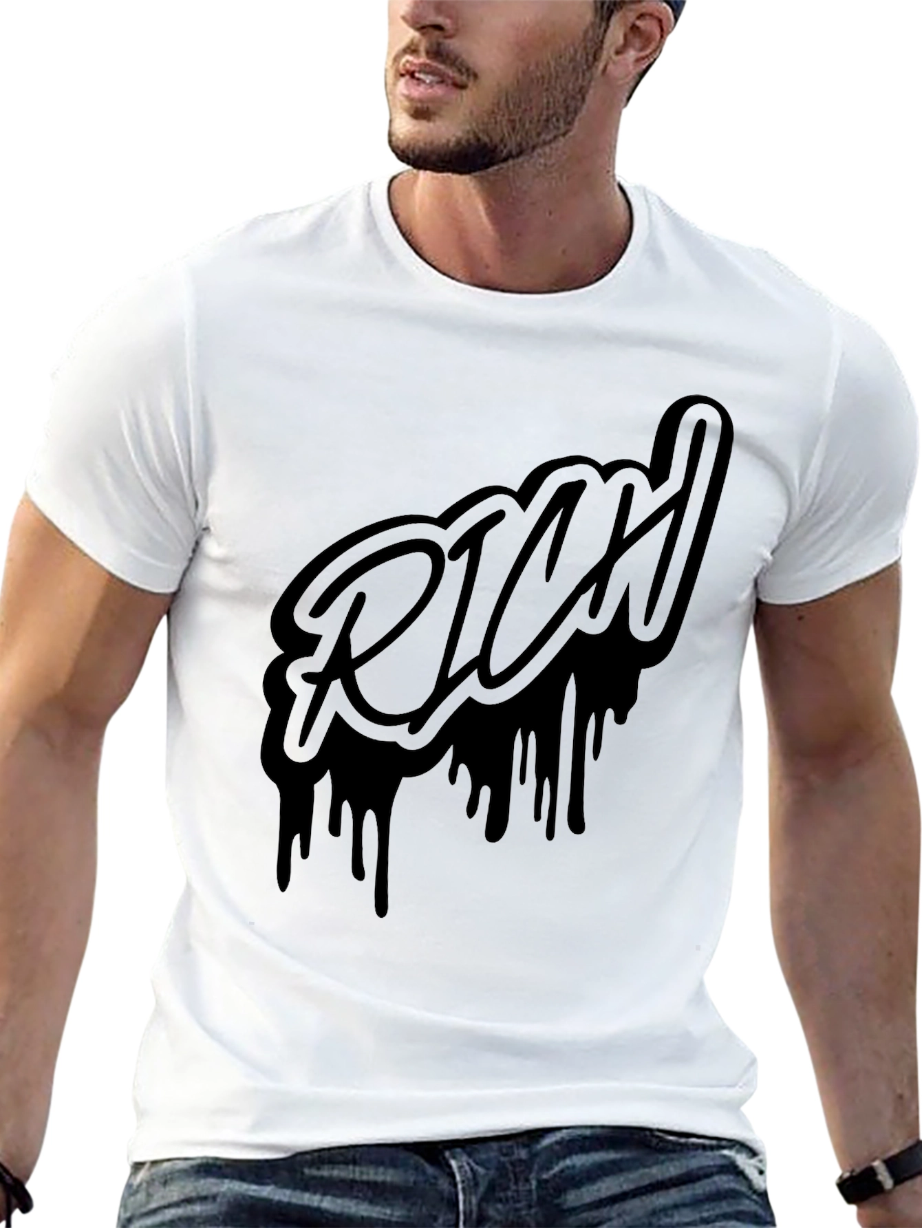 Rich Graphic Print Black T-Shirt