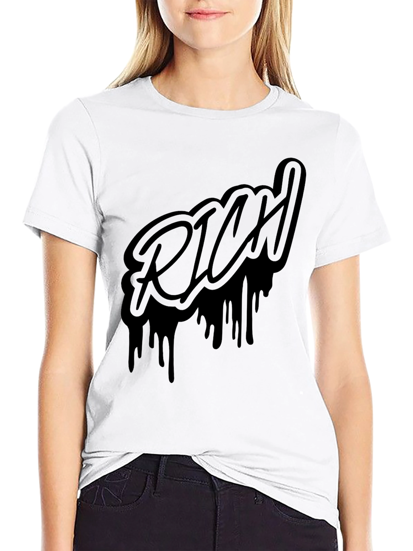 Rich Graphic Print Black T-Shirt