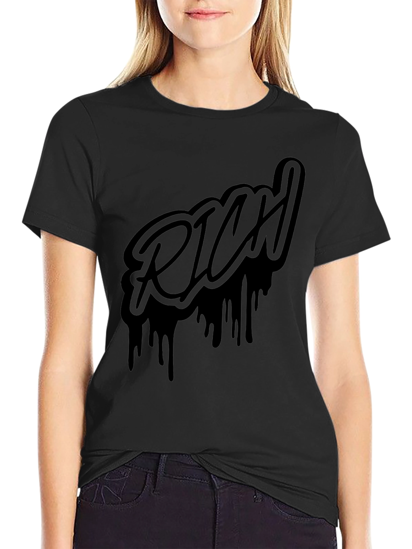 Rich Graphic Print Black T-Shirt