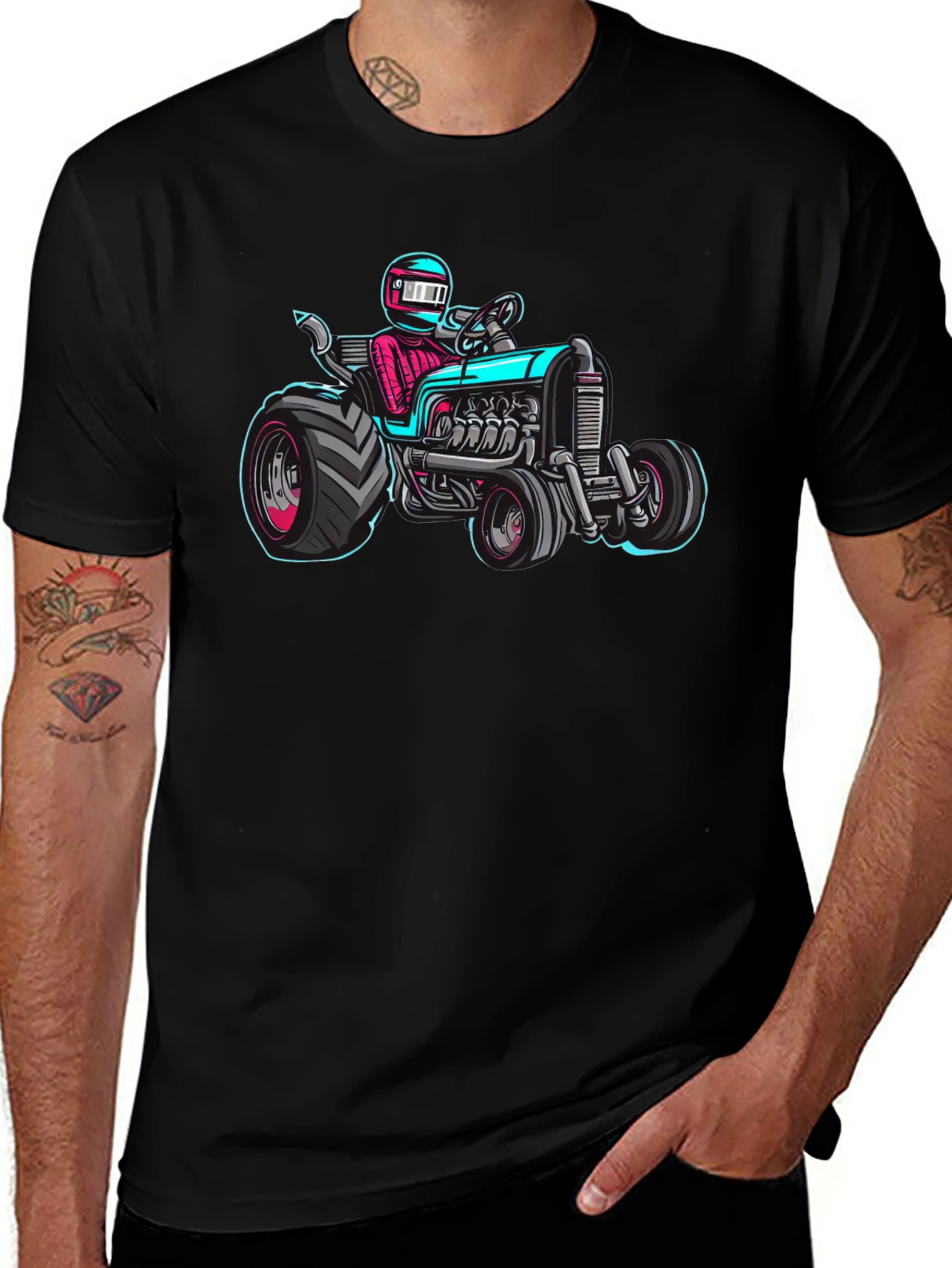 Racing Tractor Graphic T-Shirt - Black