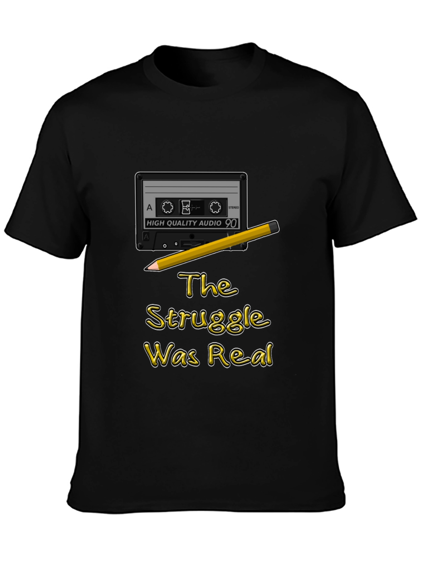 Retro Cassette Tape & Pencil Struggle Was Real T-Shirt