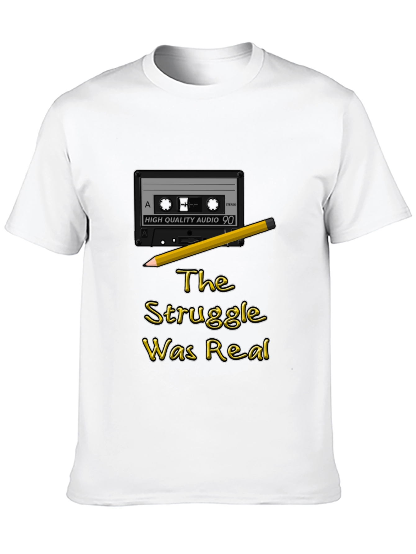 Retro Cassette Tape & Pencil Struggle Was Real T-Shirt