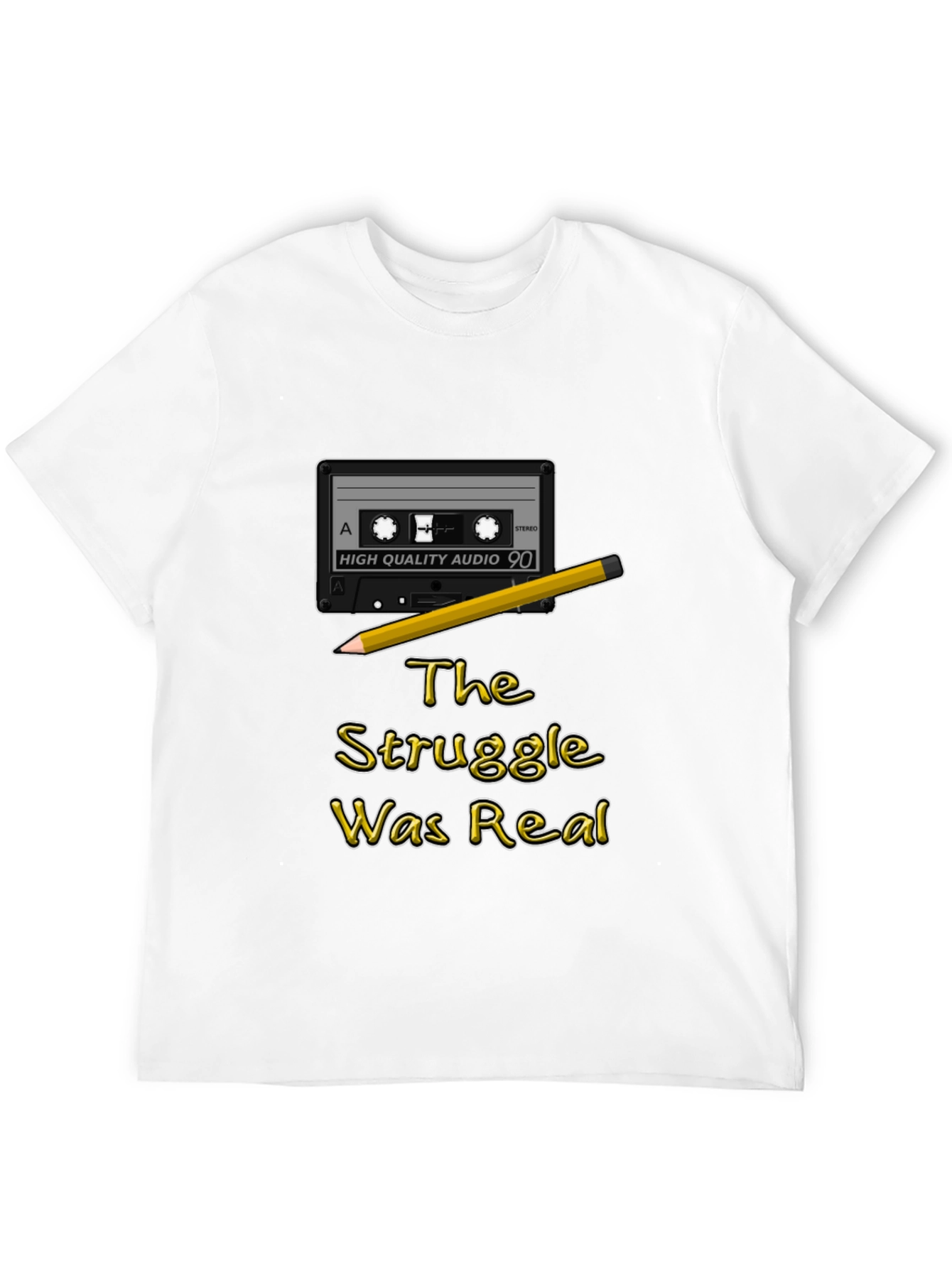 Retro Cassette Tape & Pencil Struggle Was Real T-Shirt