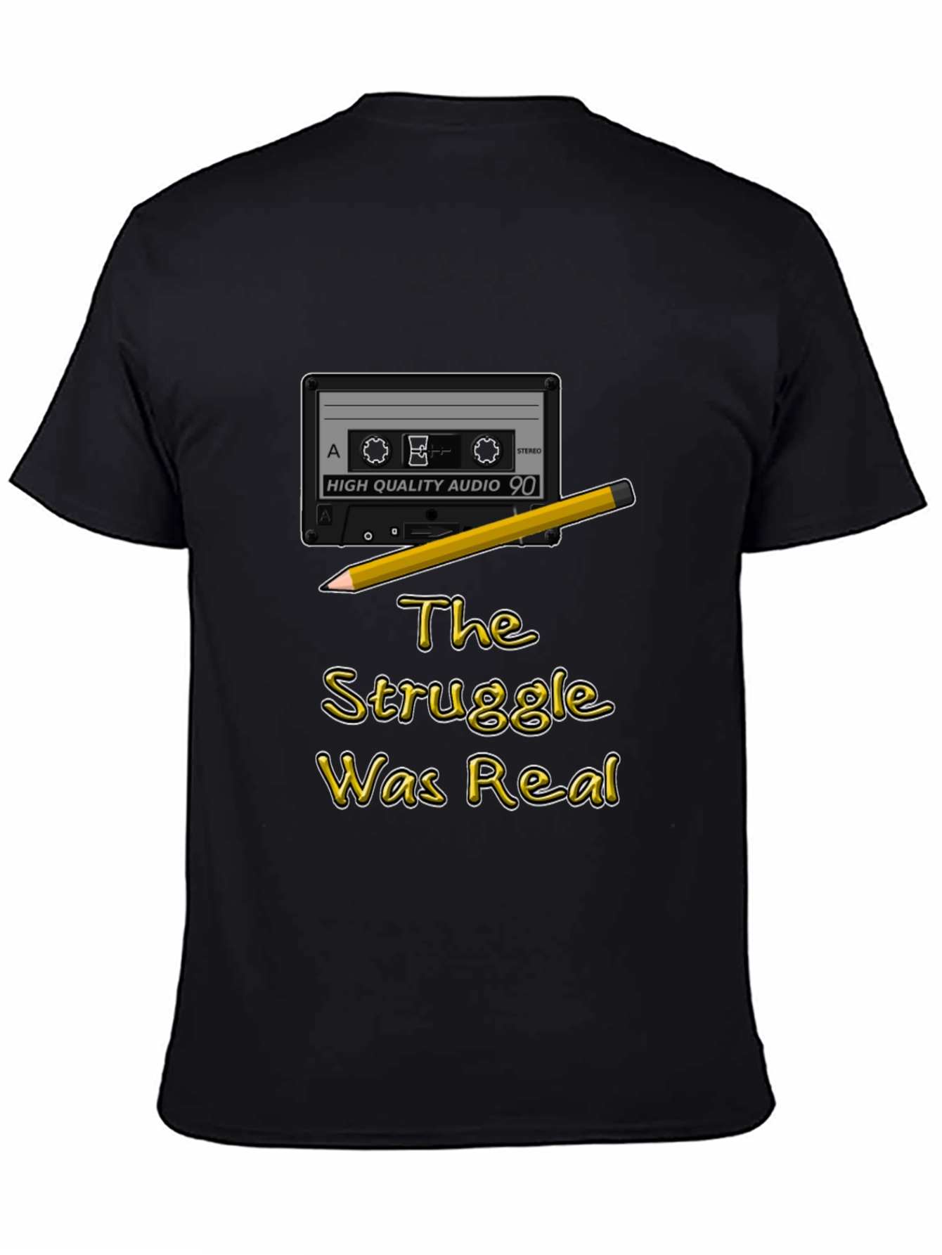 Retro Cassette Tape & Pencil Struggle Was Real T-Shirt