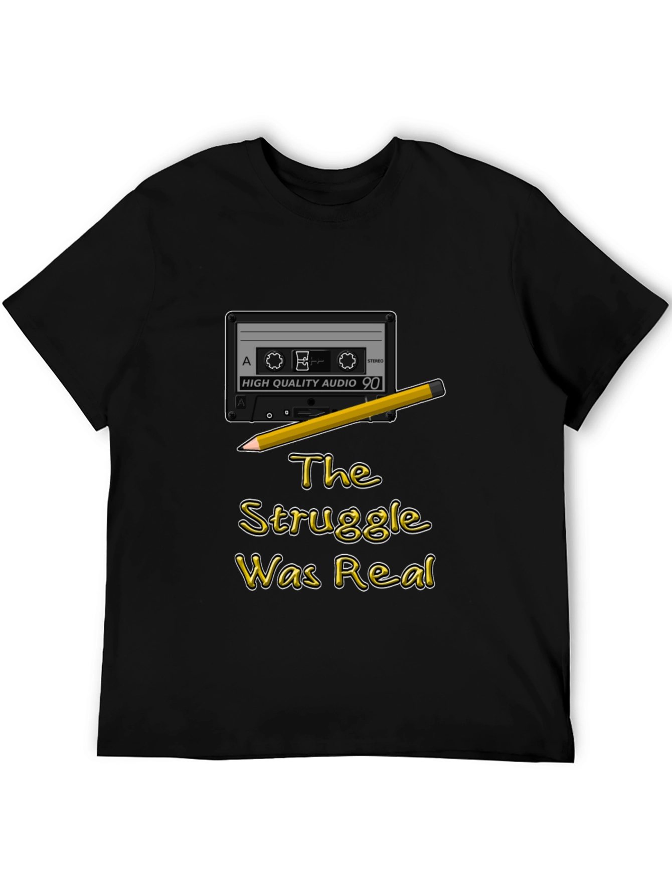 Retro Cassette Tape & Pencil Struggle Was Real T-Shirt