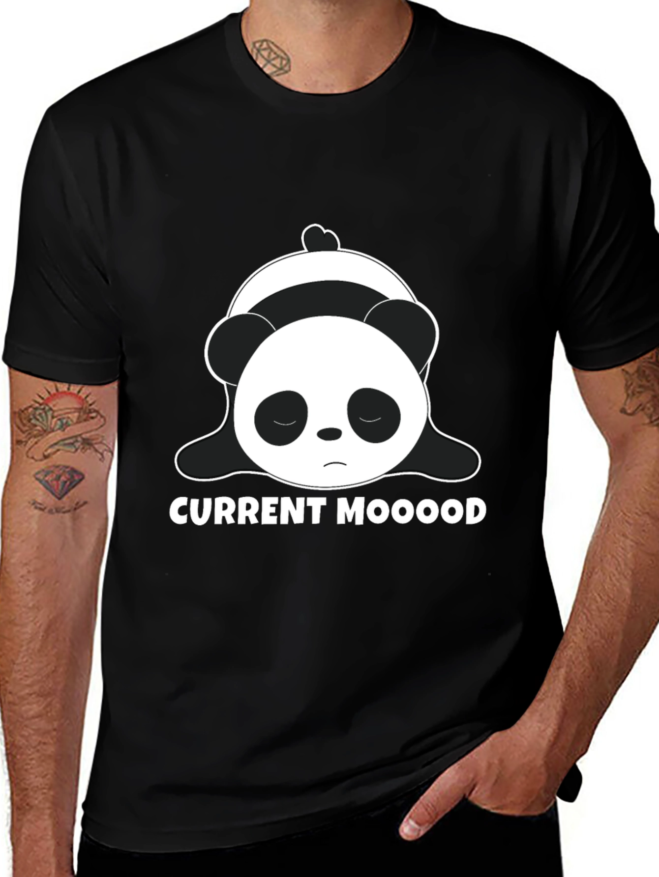 Current Mood Panda Black T-Shirt