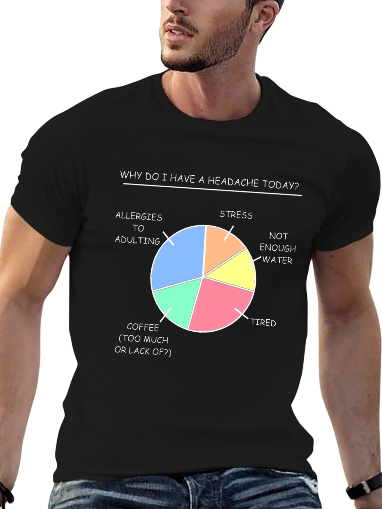 Headache Pie Chart T-Shirt Funny Adulting Stress Tired