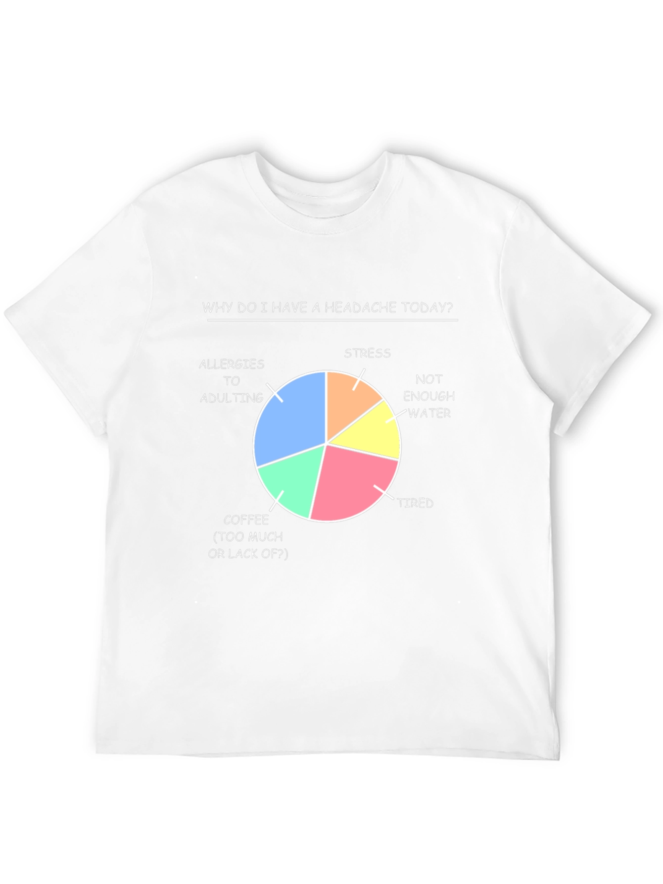 Headache Pie Chart T-Shirt Funny Adulting Stress Tired