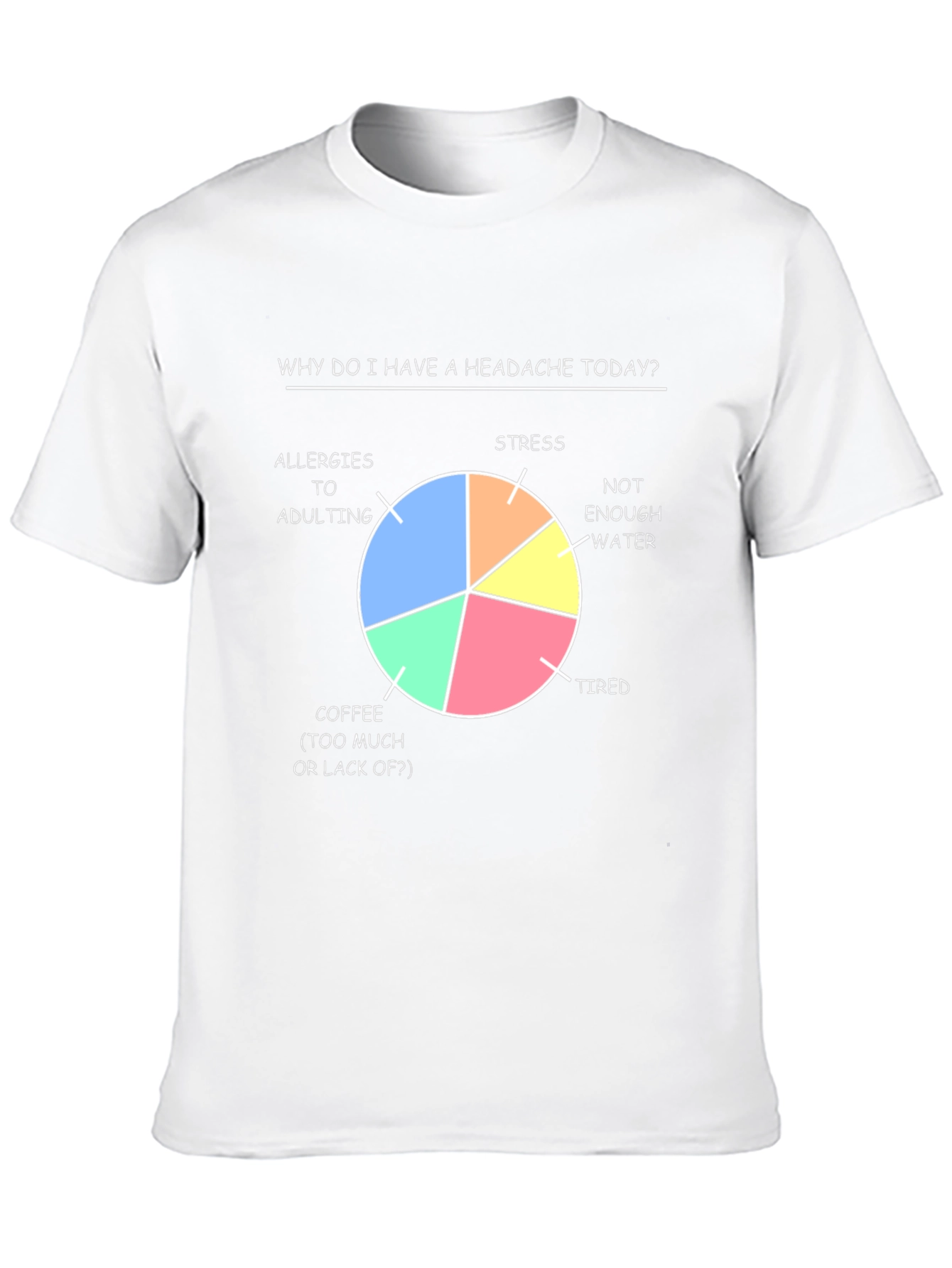 Headache Pie Chart T-Shirt Funny Adulting Stress Tired