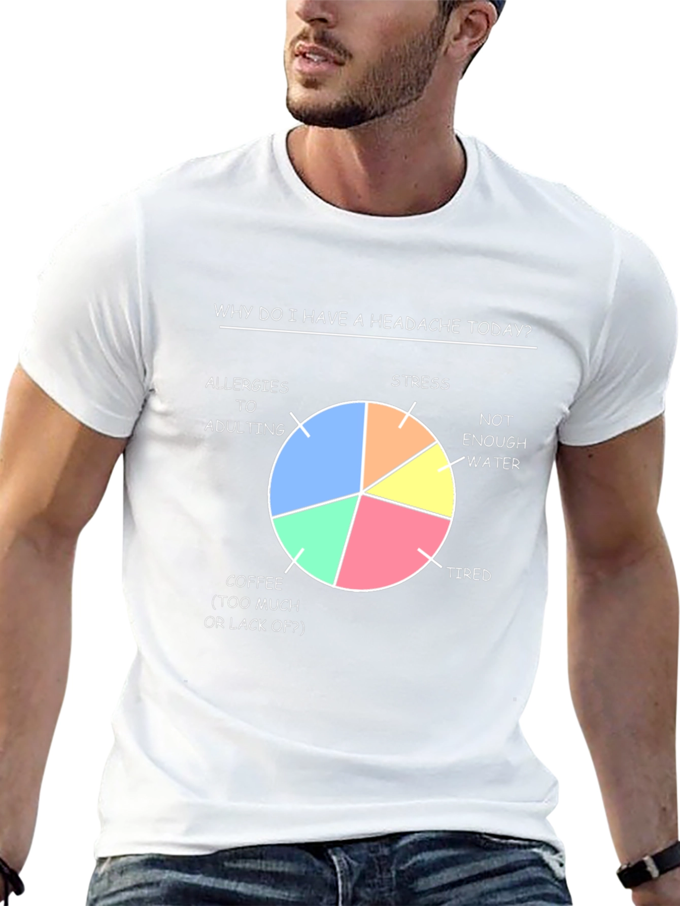 Headache Pie Chart T-Shirt Funny Adulting Stress Tired