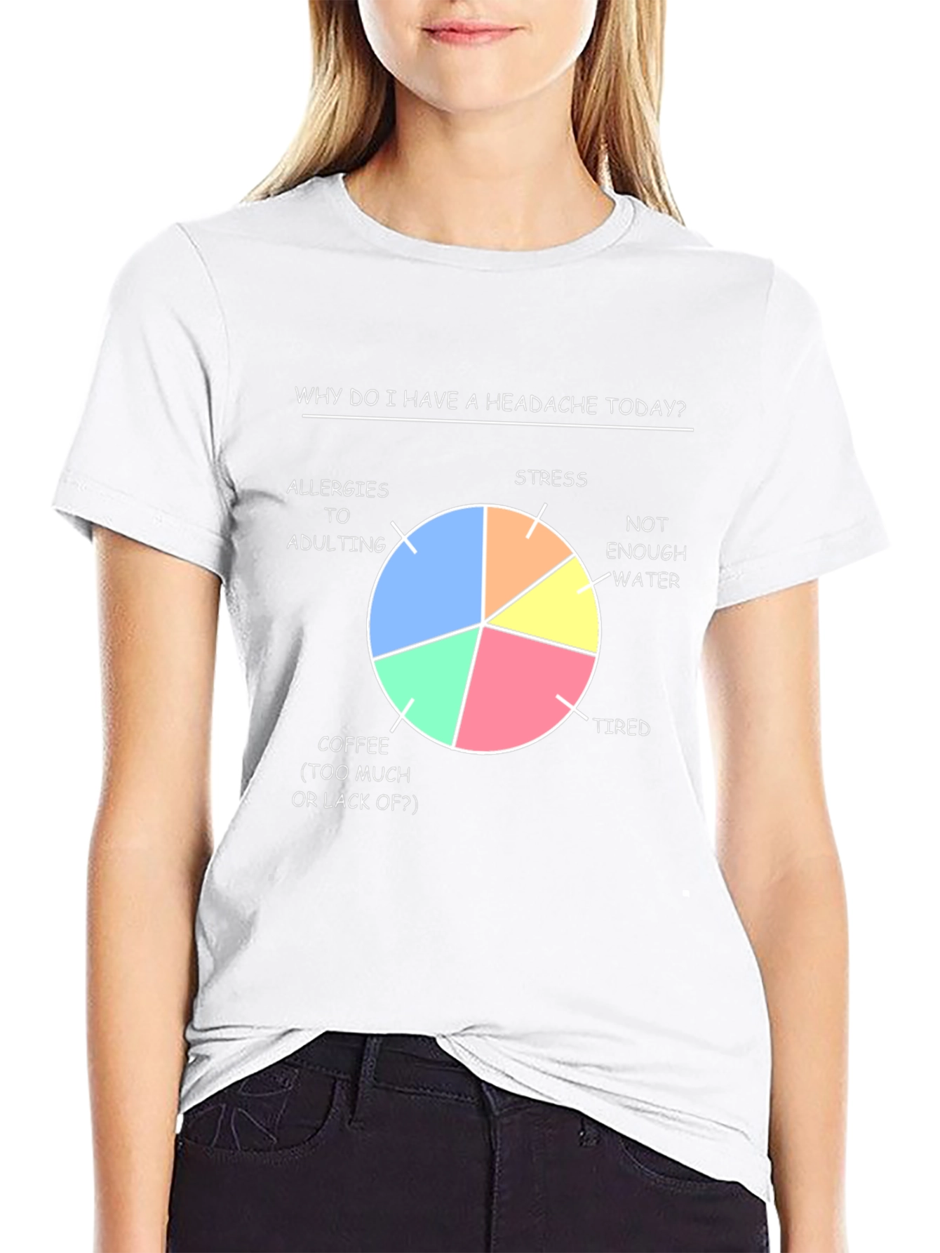 Headache Pie Chart T-Shirt Funny Adulting Stress Tired