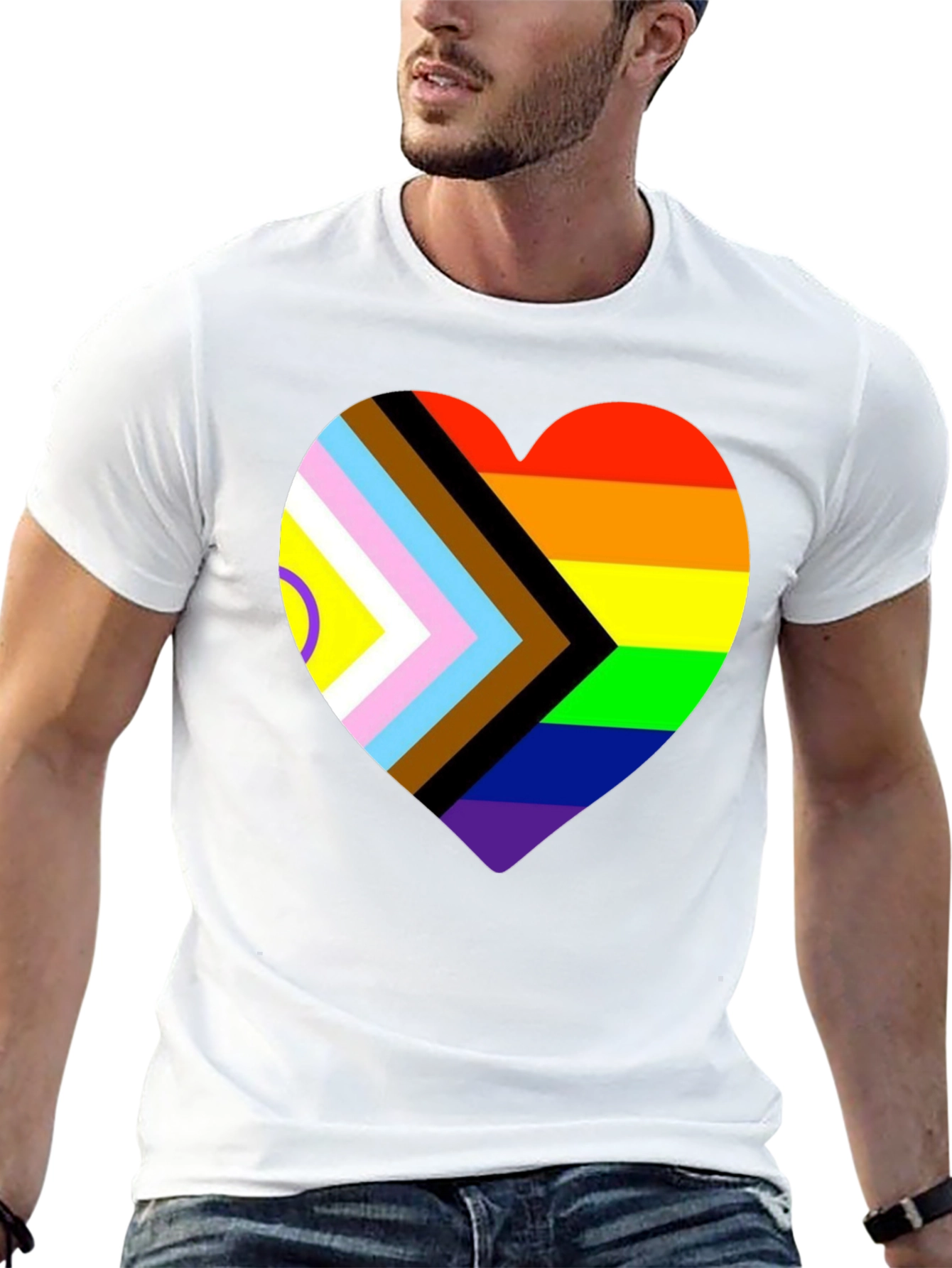 Progress Pride Heart T-Shirt - Inclusive Love