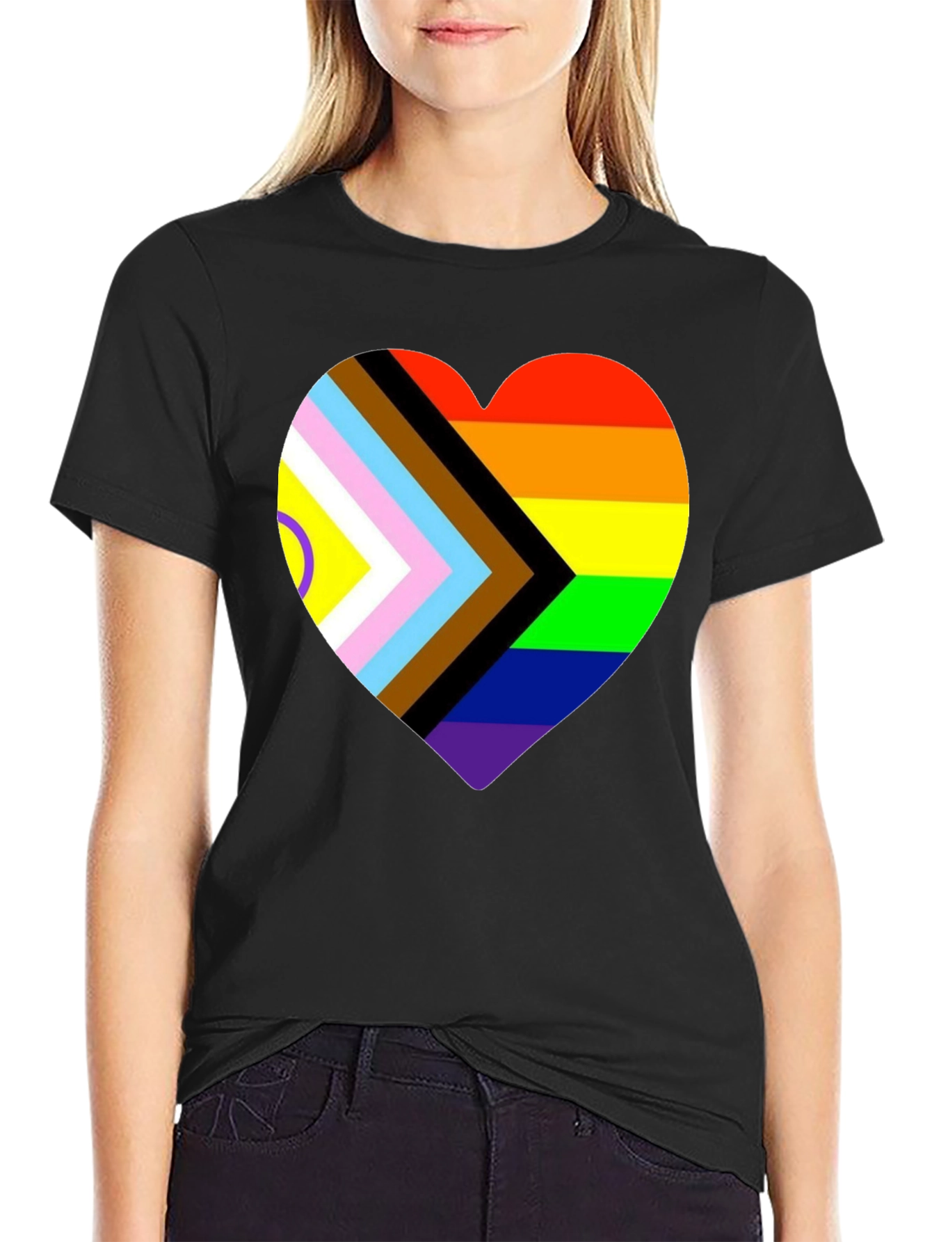 Progress Pride Heart T-Shirt - Inclusive Love